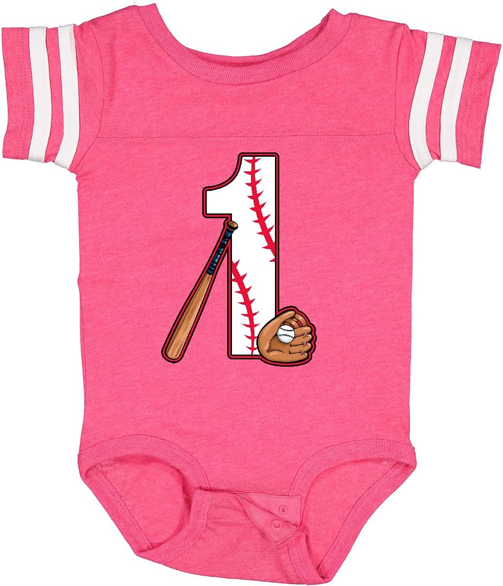 inktastic Baseball First Birthday- 1 Year Old Baby Bodysuit