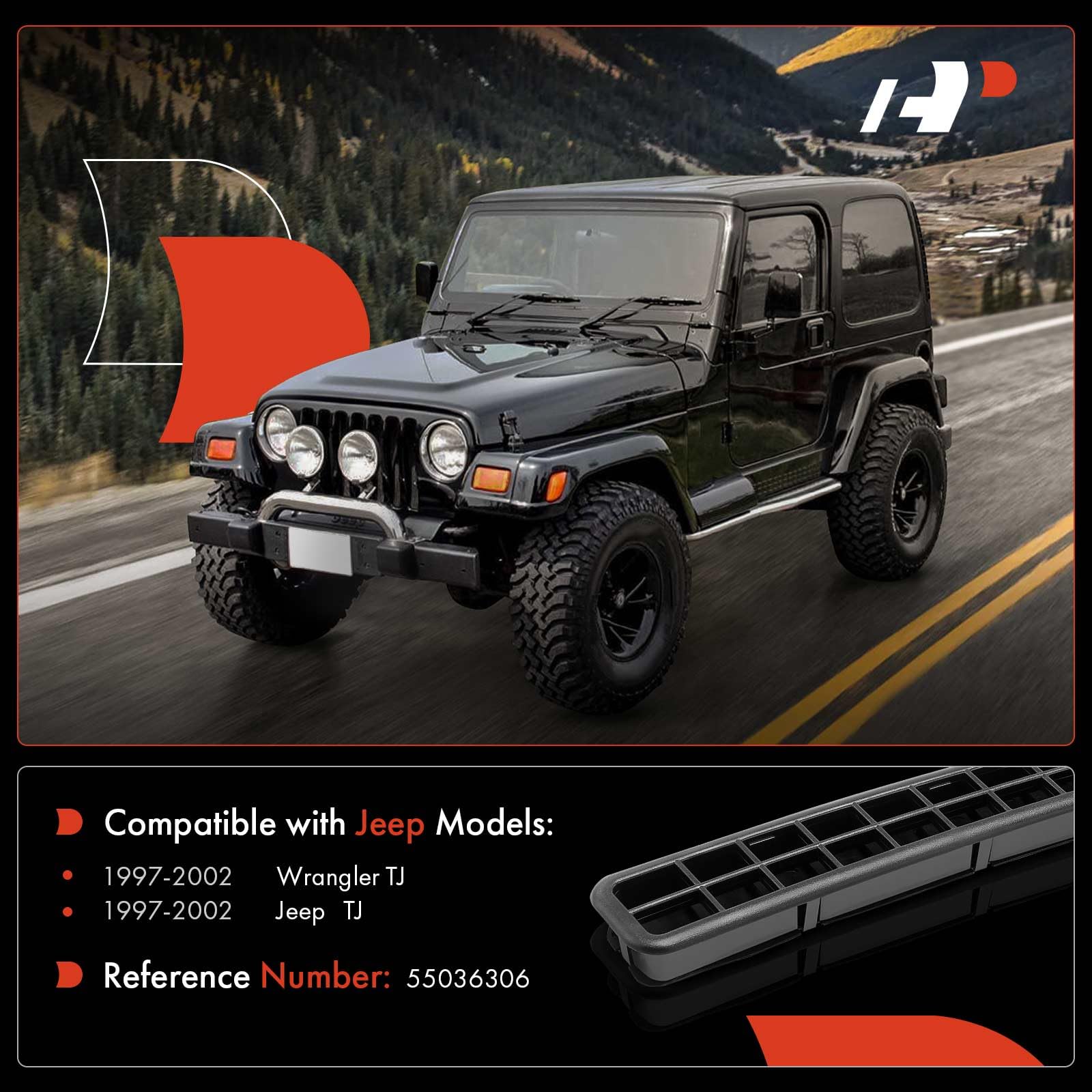 A-Premium Hard Top Exhauster Vents Compatible With Jeep Wrangler TJ 1997-2002 - Left & Right Side, Replace 55036307, 55036306
