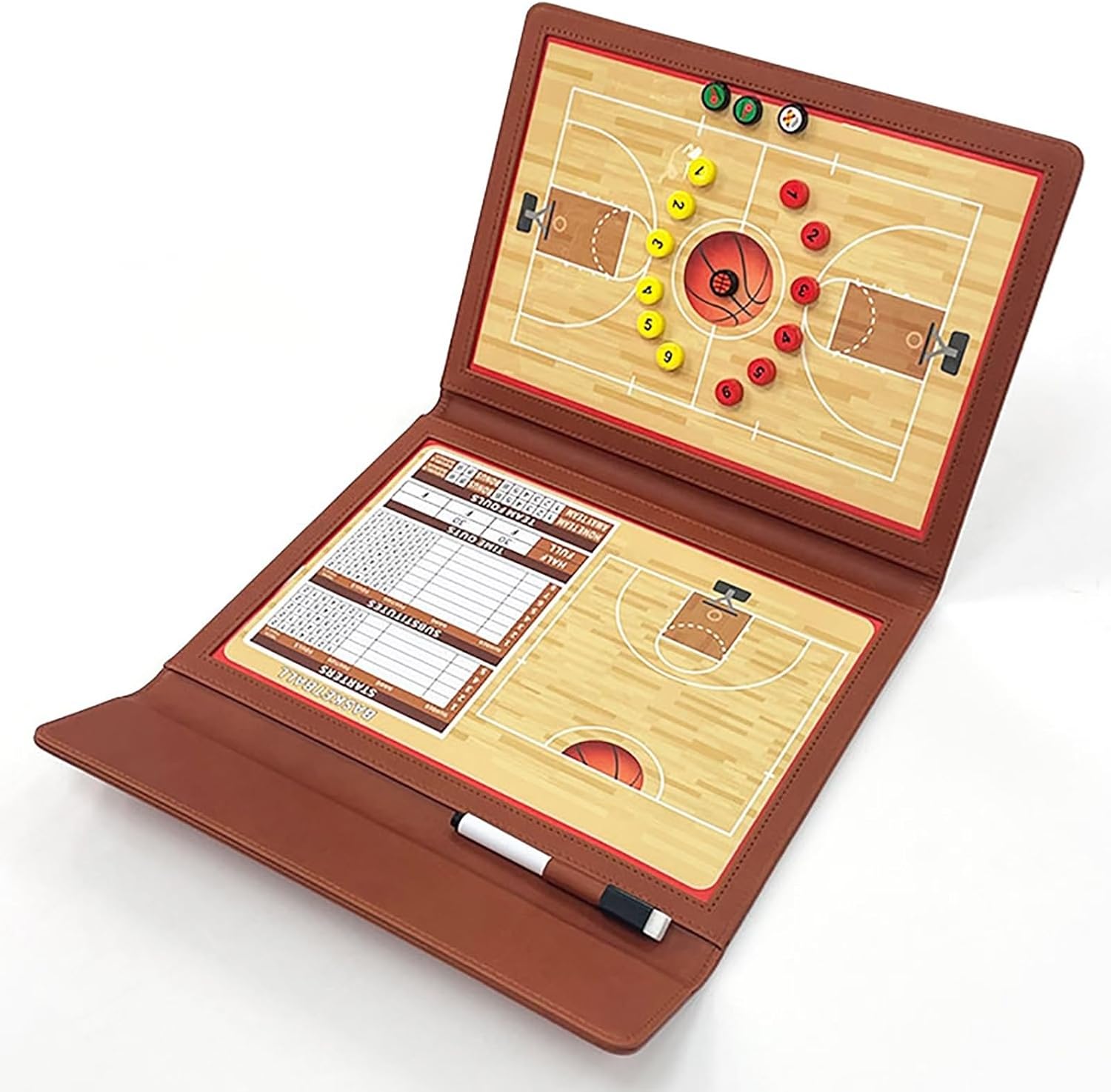 両面式バスケットボールコーチングホワイトボード、バスケ 作戦ボード バスケットボール 作戦盤 マグネット コーチングボード 戦略 解