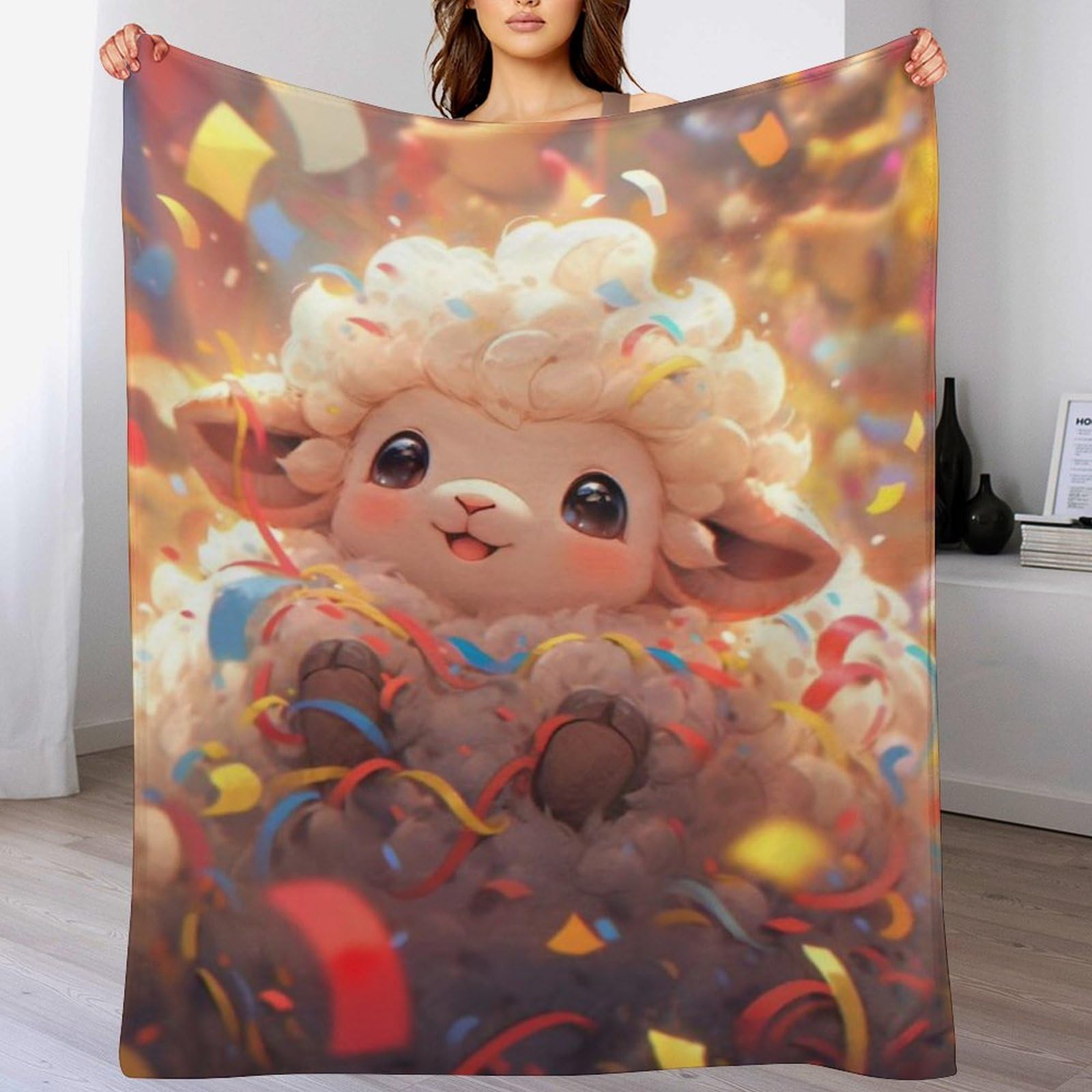 Couverture mouton chaude et douce en flannel thermorégulatrice lavable en machine