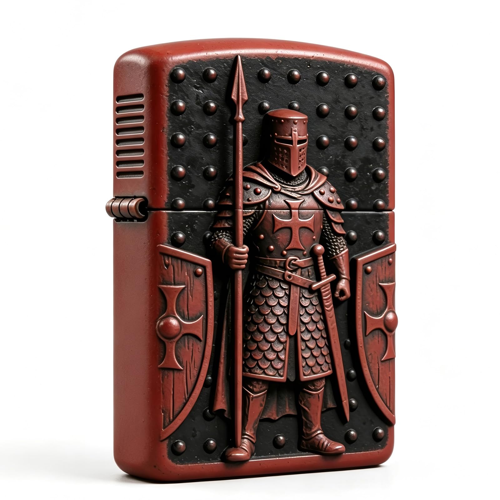 Vintage 3D Soldier Carved Flint Kerosene Lighter Reusable Flip Top Wheel Grinding Open Flame Lighter for Outdoor Use (A)