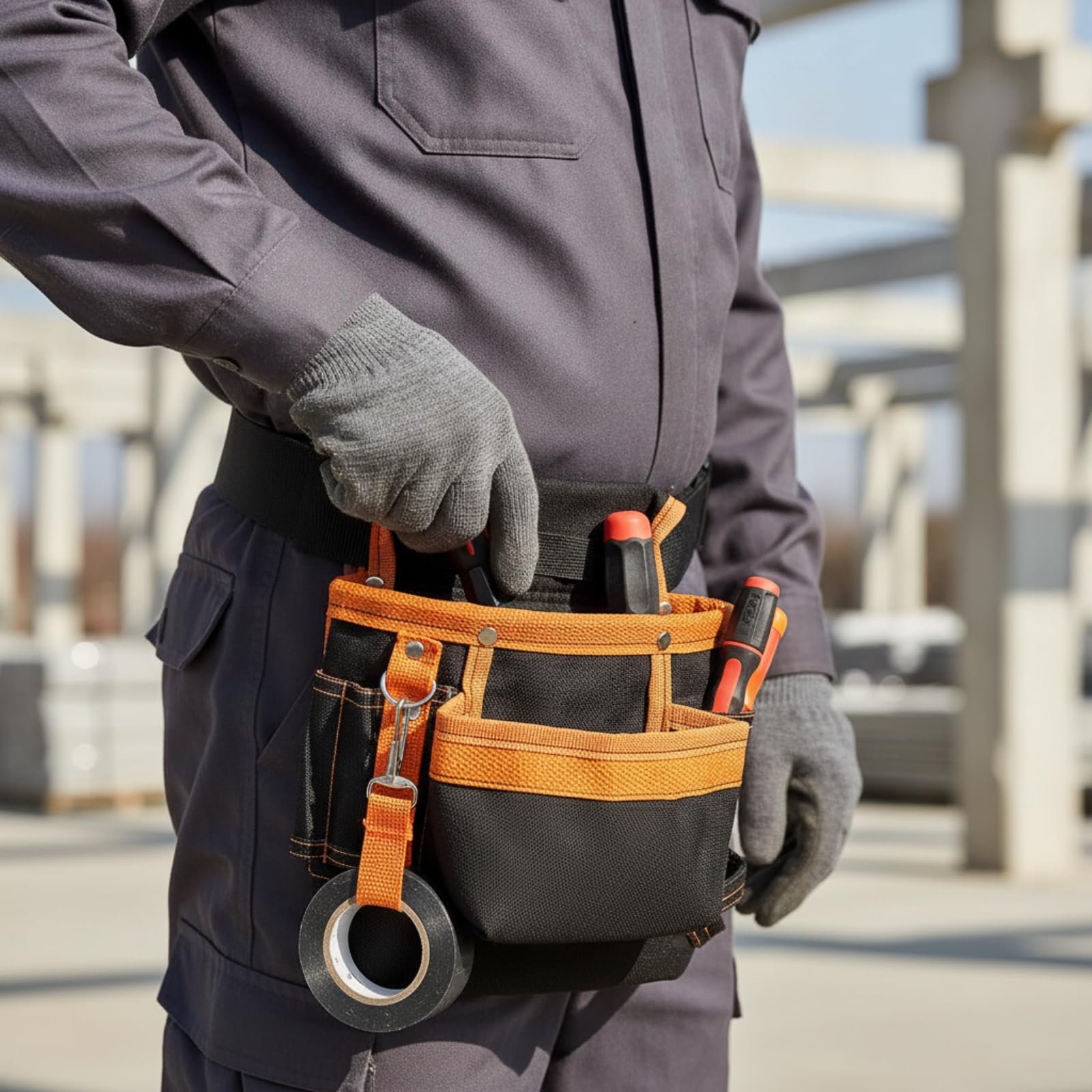 Borsa a Tracolla Porta Attrezzi con Cintura Staccabile Borsa a Tracolla Porta Attrezzi con Scomparti Robusto Borsello da Lavoro per Artigiani