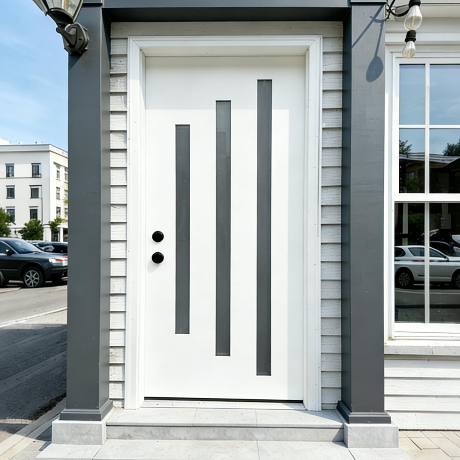 Runave White Frosted Fiberglass Door