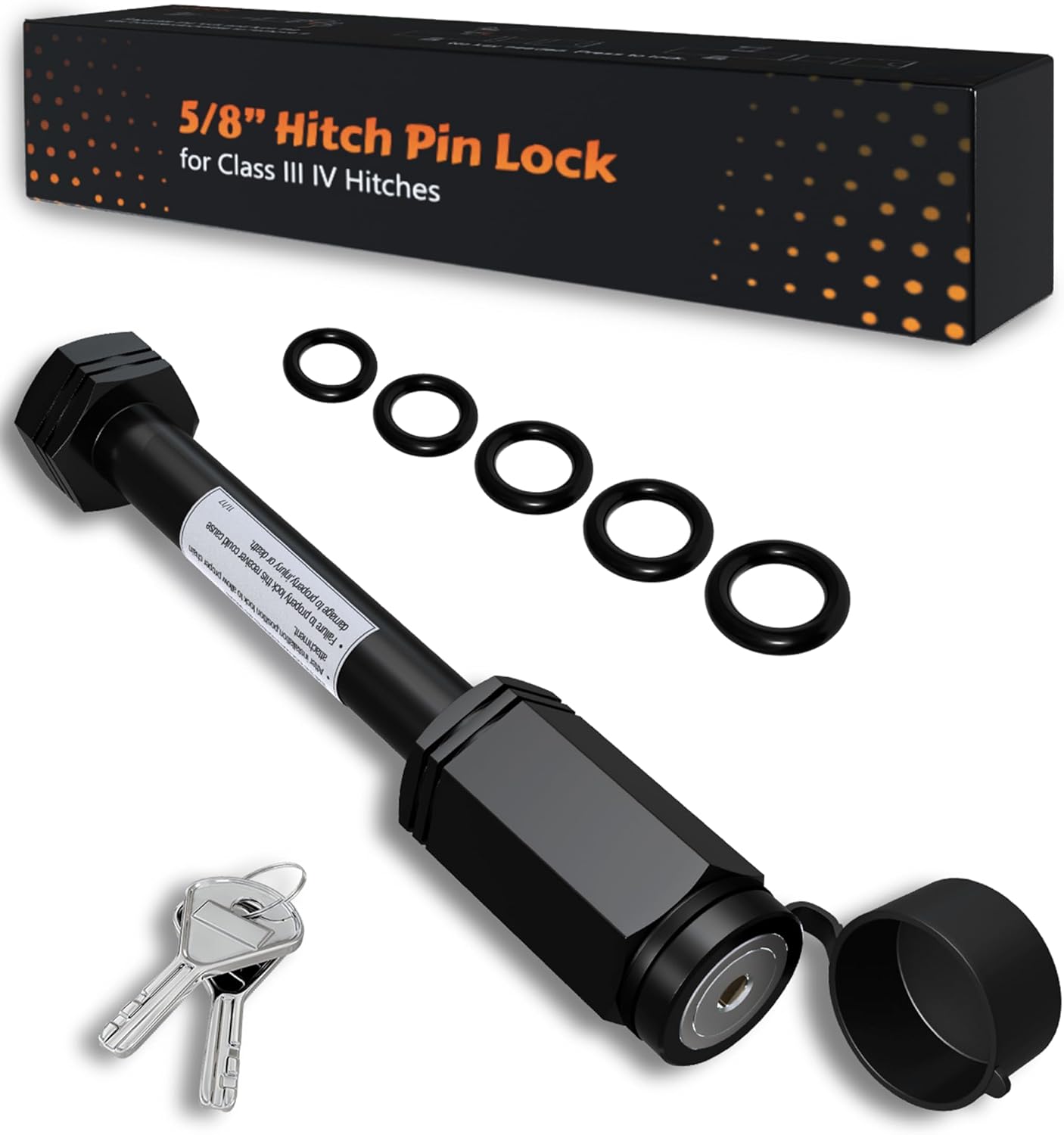 DEEAGLE Hitch Lock, 5/8” Dia Locking Hitch Pin, Fits 2” and 2.5”Receiver, Class III IV V Hitches, Anti-Theft Hitch Pin Lock with Dust, Weather Resistant Rubber Cap, 2 Pack, Black