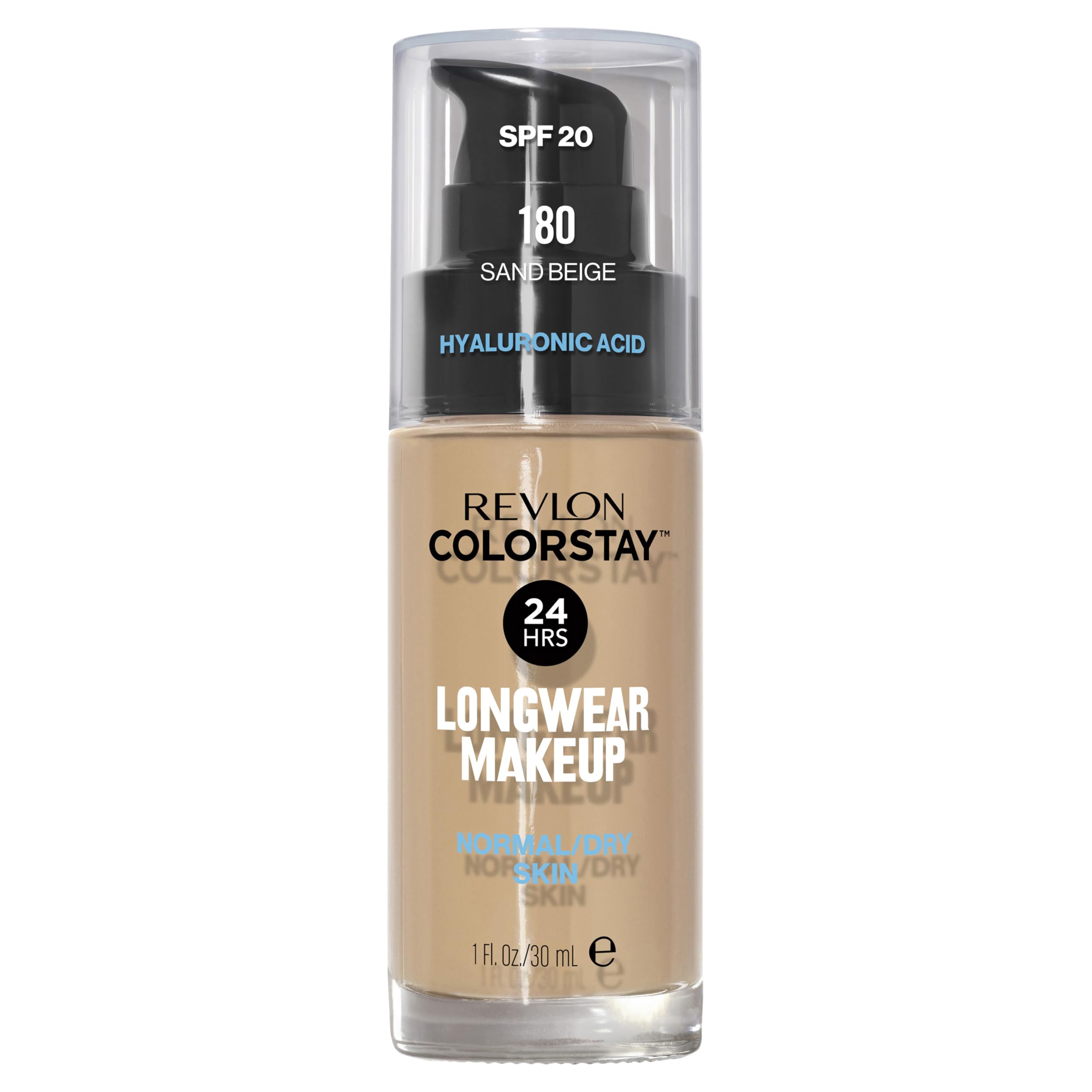 Revlon ColorStay podkład do skóry normalnej i suchej, z ochroną przeciwsłoneczną SPF 20, trwała, bezolejowa formuła (30 ml), 180 piaskowy beżowy