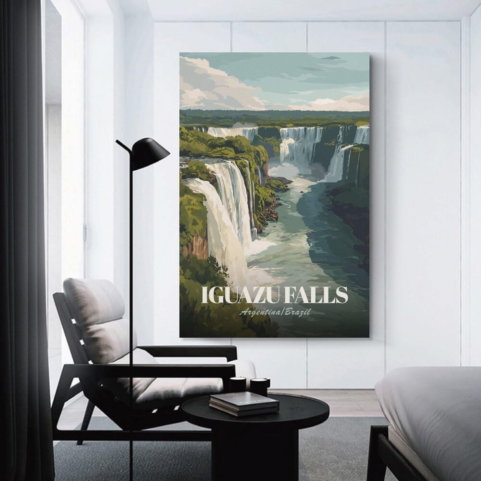 Junmoney Iguazu Falls Argentina Brazil Wall Picture Print, 24x36inch(60x90cm), for Feature Walls in Flats Or Modern Rooms, Decorative Artwork with Flexible Styling