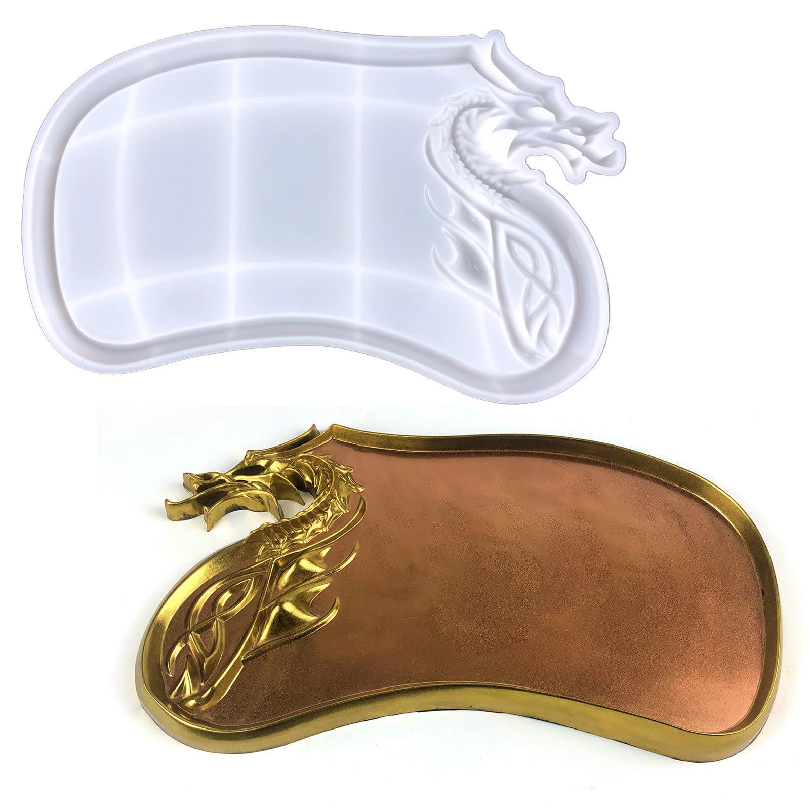 Moule silicone dragon pour résine époxy et coupelle décorative