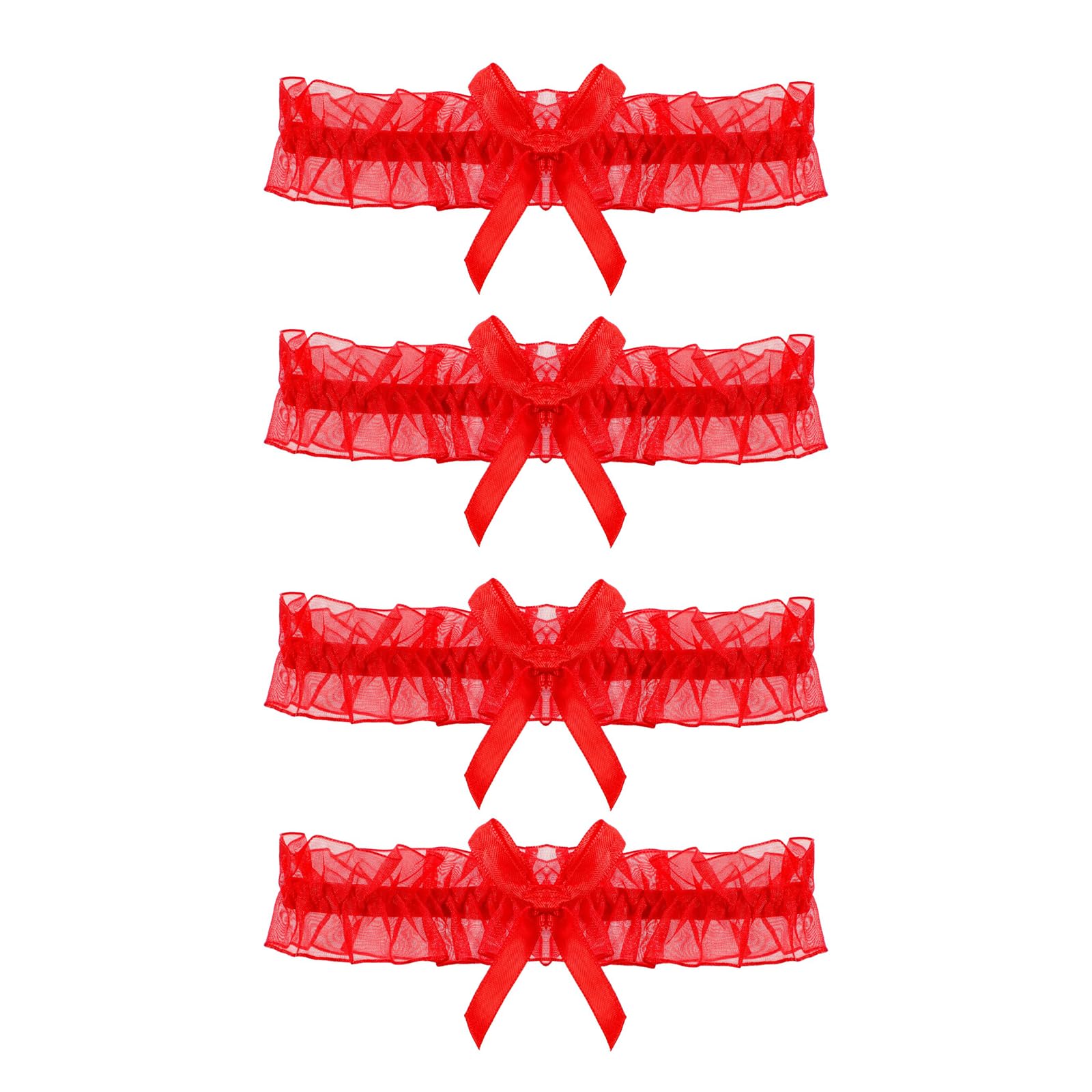 4-Piece Red Lace Garter Belt Set, Thigh Garters for Women, Cosplay Leg Ring and Lingerie Accessories-image-11
