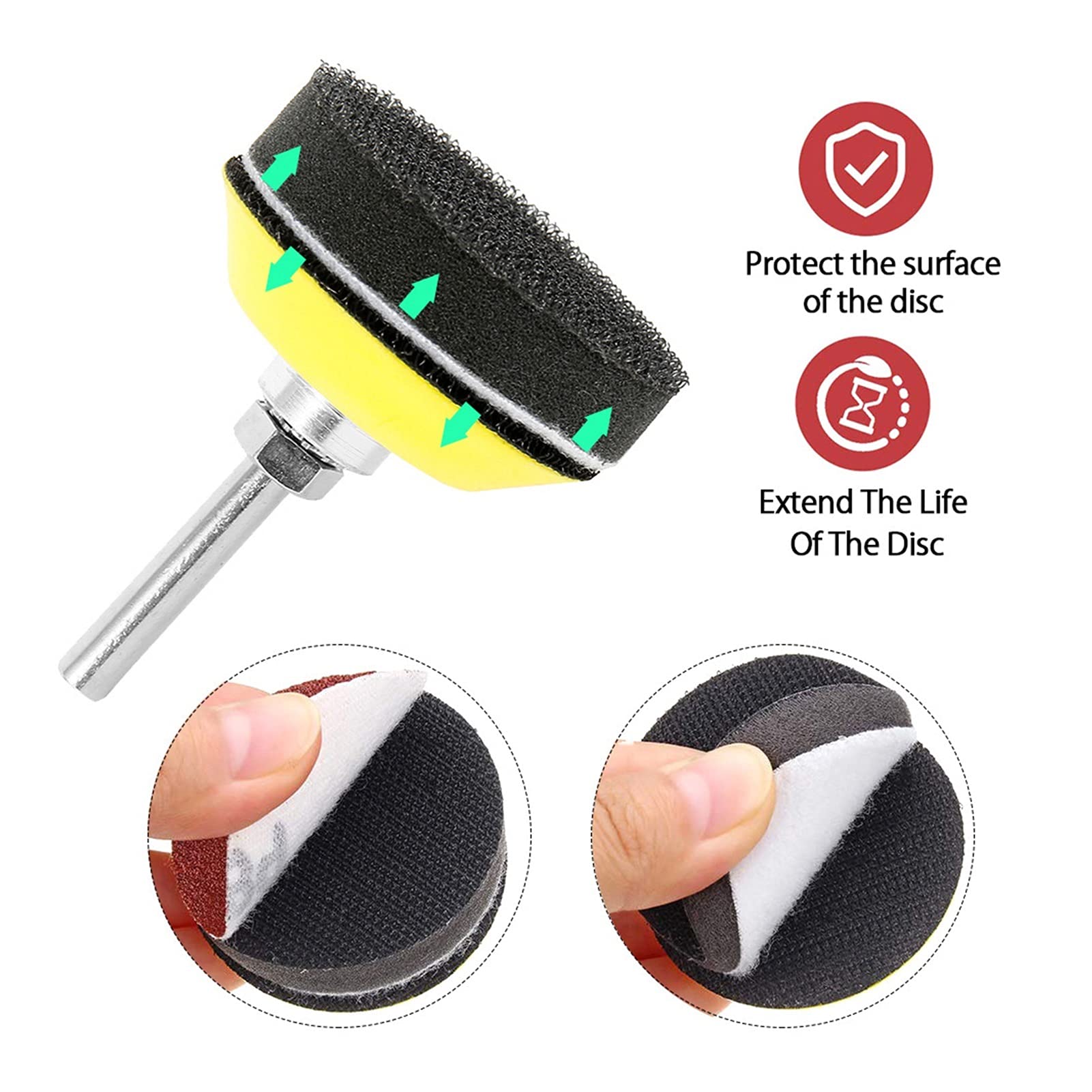 Papel de lija abrasivo ZSBLXHHJD Surtido de papel de lija de 2 "50 mm 60-3000 Juego de ruedas 2" + Almohadilla de lijado de anillo con 3mm Shank for pulir herramientas de limpieza