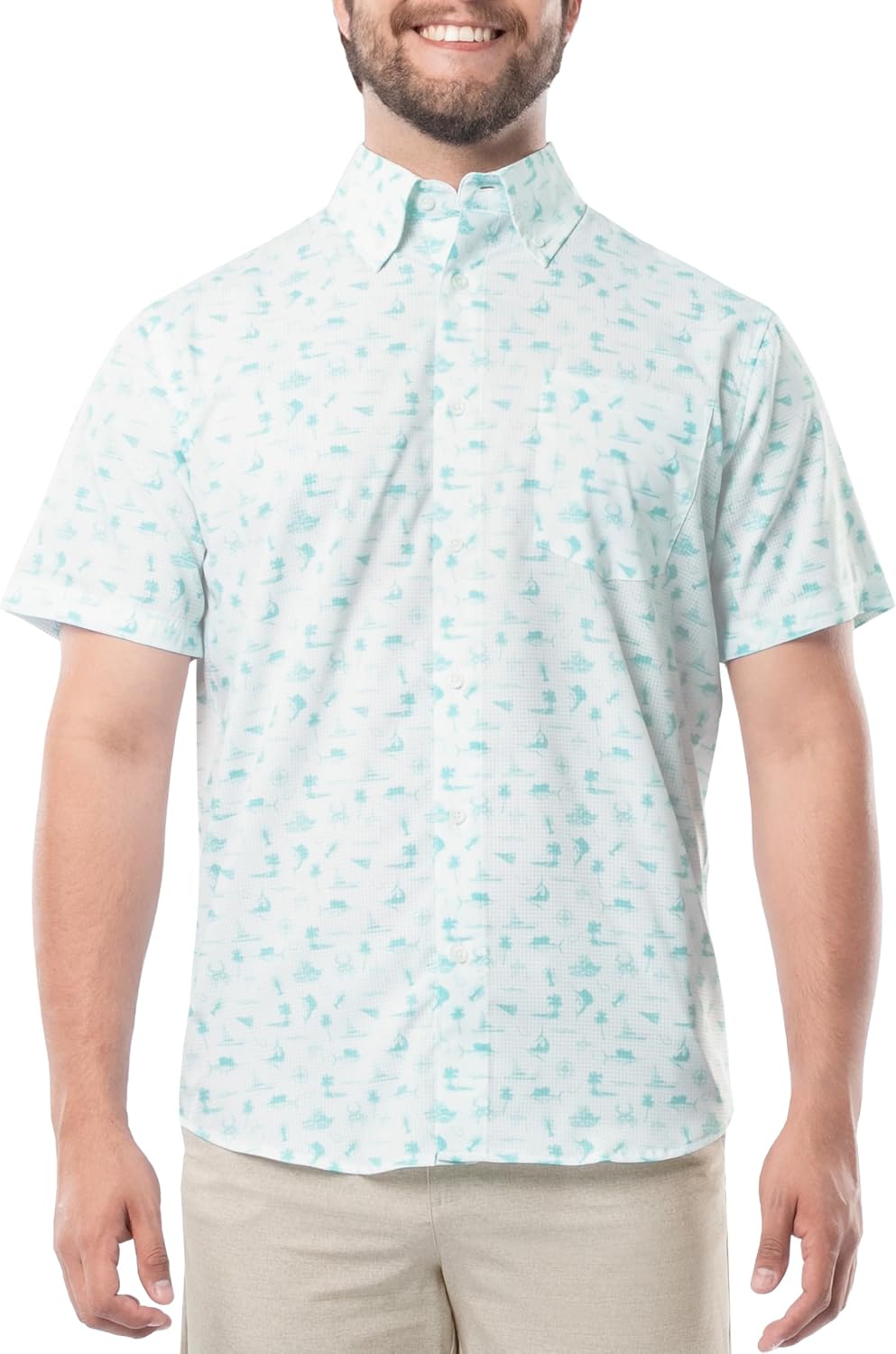 Guy Harvey Men's Eco Angler Short Sleeve Fishing Shirt