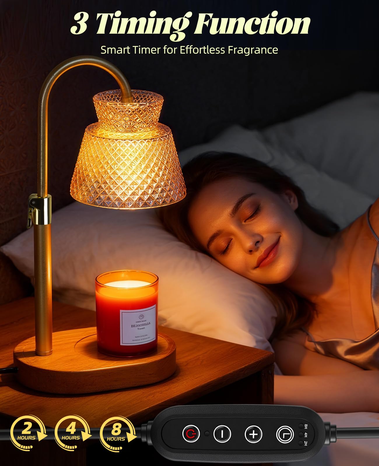 Lampada riscaldante per candele con timer, dimmerabile, altezza regolabile con lampadina, per candele profumate, decorazione per la casa, regalo di compleanno per donne e mamme