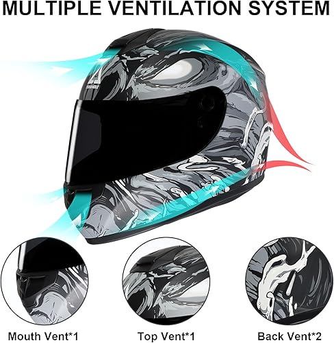Miniatura 4 de Triangle Casco de moto integral "Graffiti Cross" Street Bike DOT, M