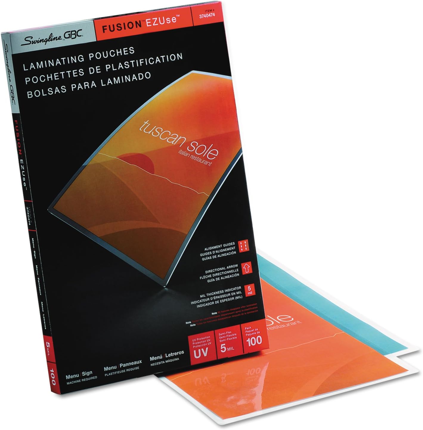 Swingline GBC 3740474 Fusion EZUse Premium Laminating Pouches 5 mil 11 1/2 x 17 1/2 100/Box