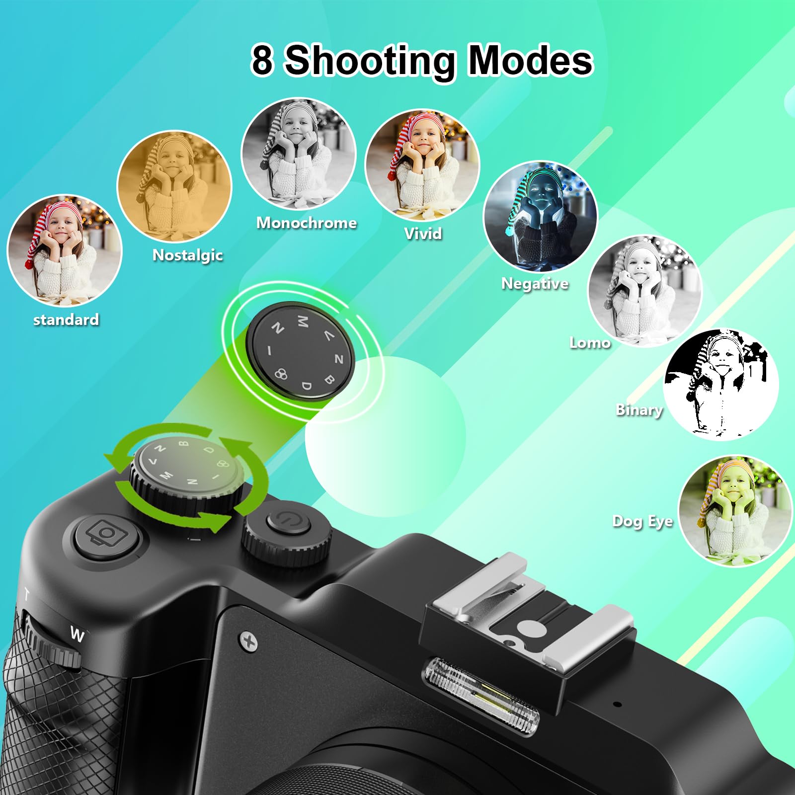 Cámara digital 4K para fotografía con WiFi, 2 baterías, tarjeta TF de 32 G, cámara de vlogging, zoom digital de 18X, lente macro de enfoque automático, videocámara integrada con micrófono y altavoz