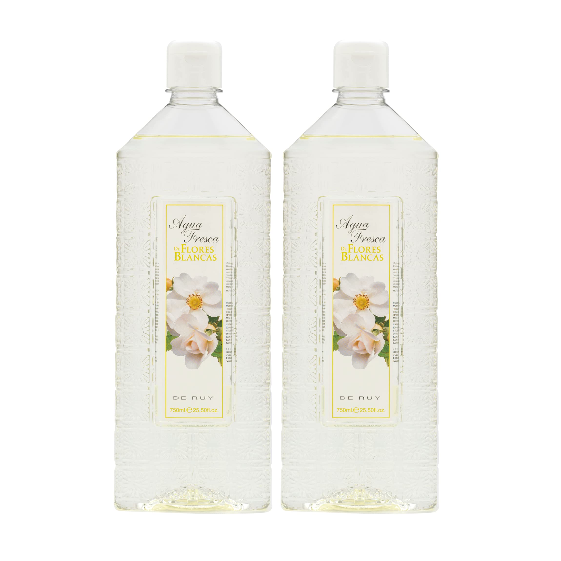 AGUA FRESCA DE RUY - Flores Blancas 2x750 ml, Perfume de Mujer y Hombre, Colonia Perfumada en Formato Spray, Eau de Toilette Fresca y de Larga Duración, Suave y Natural, Colonia de Larga Duración