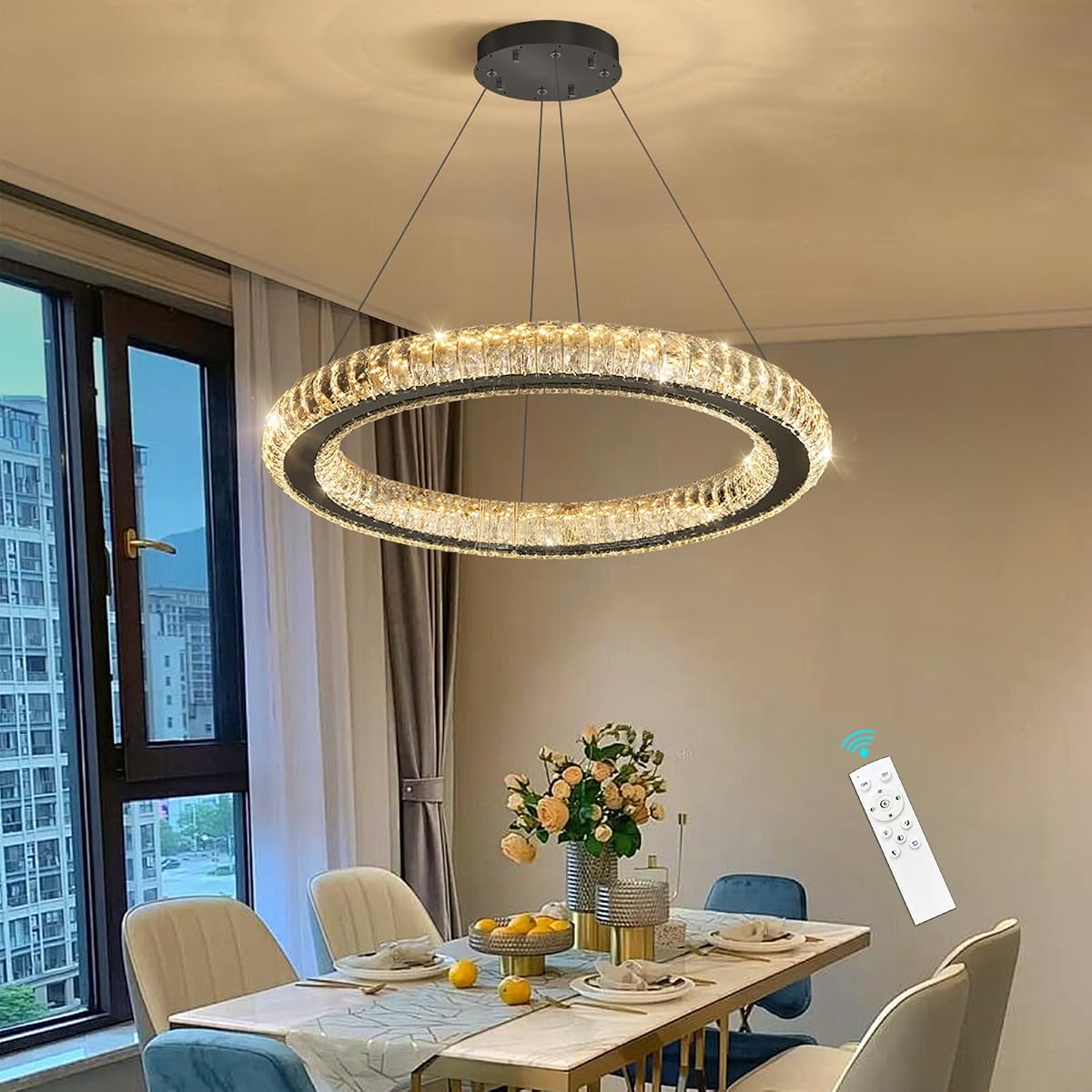 HAIXIANG LED Chandelier Modern Dimmable Dining Room Chanderliers Entryway