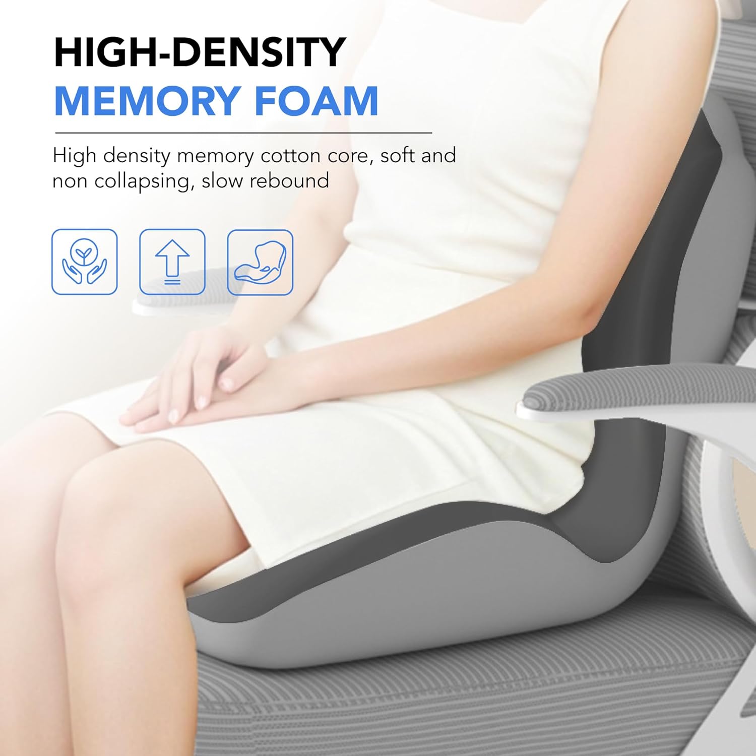 Ergonomic Waist Support and seat Cushion, 2-in-1 Memory Foam pad, Hollow Design for The Coccyx, Suitable for Office Chairs, car Safety Seats and Household use - relieves Lower Back and Hip Pain - Image 6