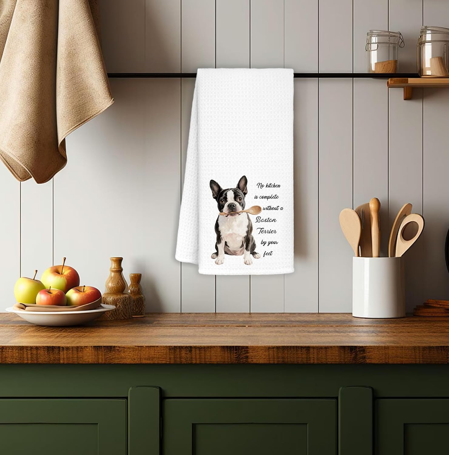 Funny Boston Terrier Dog Kitchen Towels - A Kitchen is Not Complete Without A Boston Terrier Dish Towel Waffle Weave Hand Towels for Home Bathroom Decor,Dog Lovers Gift,16×24 Inch - Image 4
