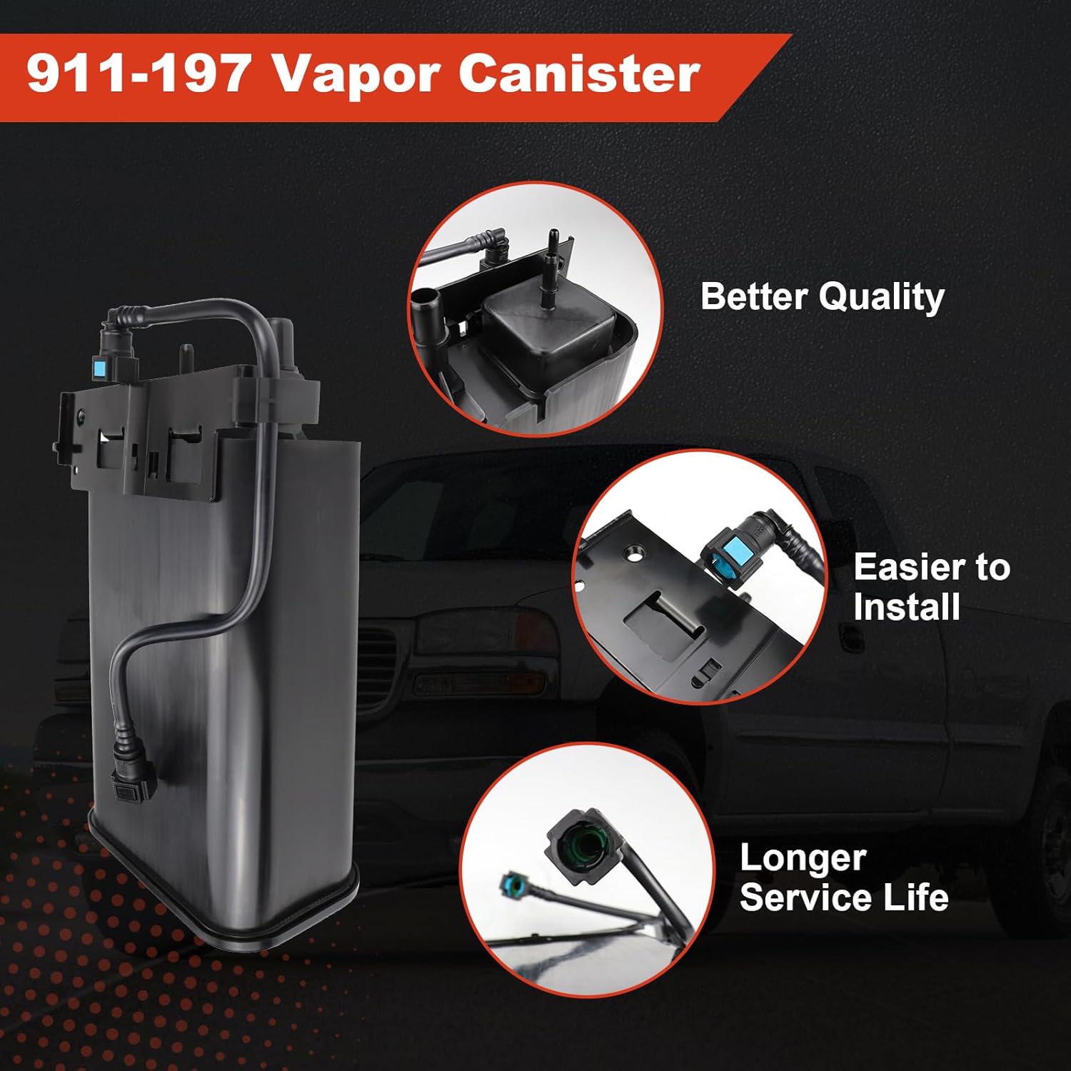 911-197 Vapor Canister Compatible with Chevy Silverado 1500 HD 2500 HD 3500 GMC Sierra 1500 HD 2500 HD 3500 1999-2004 Charcoal Canister Replace 15130738 17113539 17113676 911197