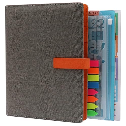 HXRTANGS Cuaderno recargable A5, organizador personal de 6 anillas, con 80 hojas de papel de relleno forrado, calcomanías de planificador,
