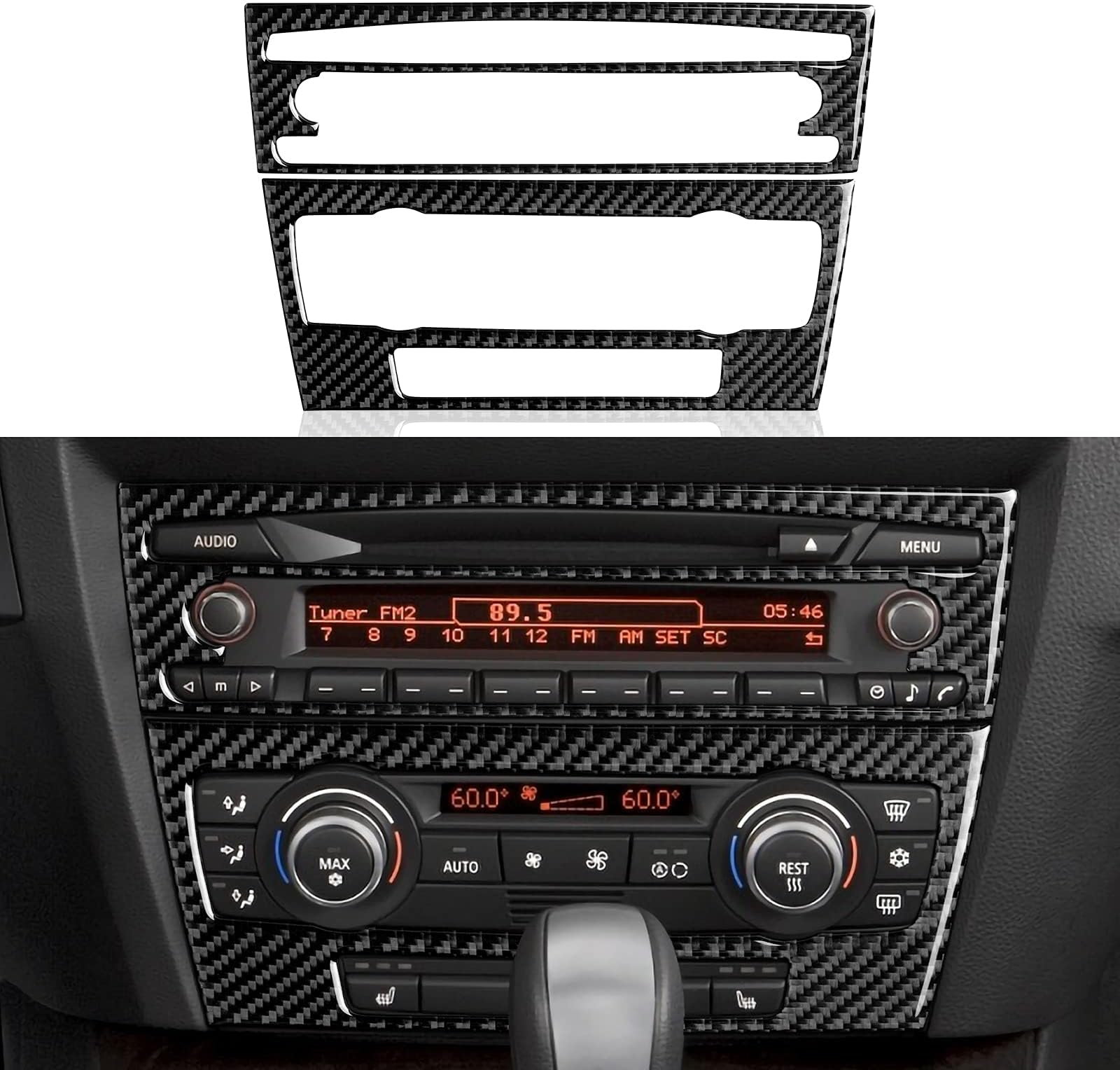 HENGYUESHANG Car CD Panel Sticker Carbon Fiber Decal Trim Cover fits for BMW E90 E92 E93 2006 2007 2008 2009 2010 2011 Interior Accessories (Style D)