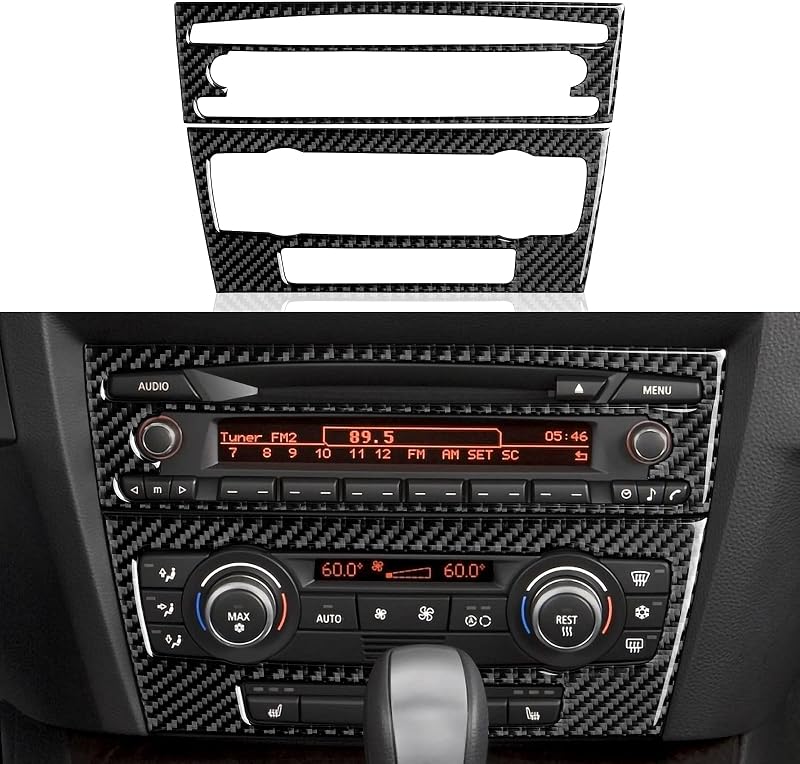 Adesivo de acabamento do painel do CD em fibra de carbono HENGYUESHANG para BMW E90 E91 E92 E93 – Style D