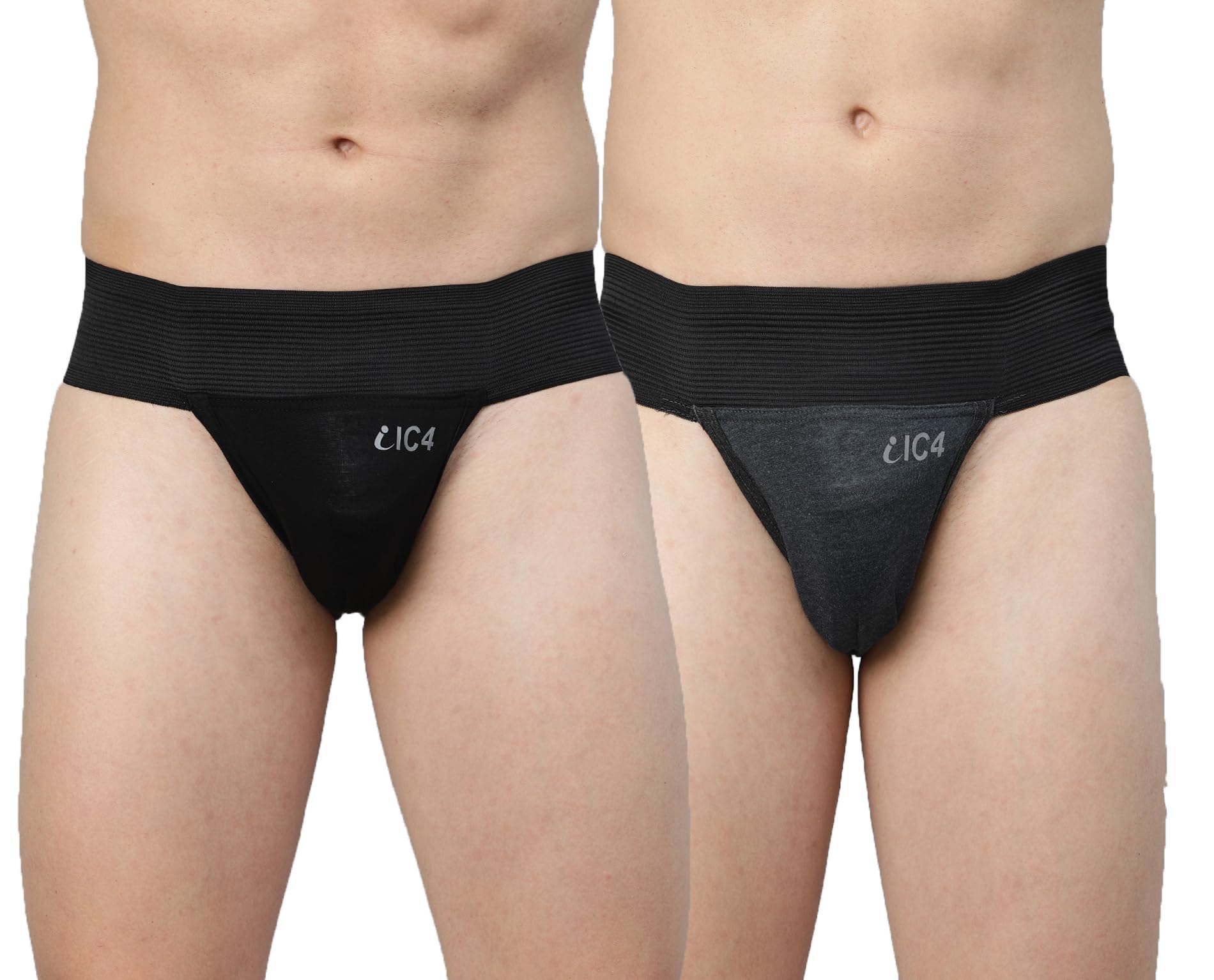 IC4Men's Cotton Blend Gym Supporter (Pack of 2) (1B-C201P2_Charcoal, M)