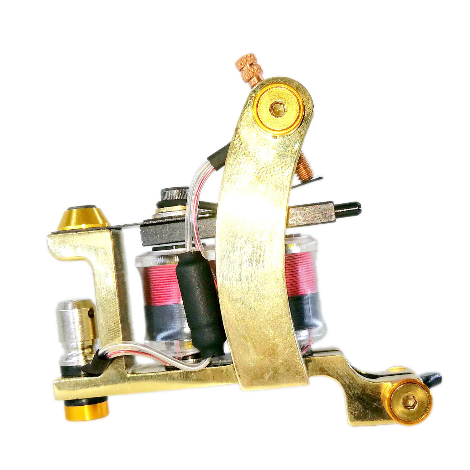 Brass Tattoo Machine Shader 1 INCH 24AWG 10Wraps Copper Wire Coil Non Bobbin 47UF 50V Tattoo Gun Coil US 8-32 Thread Solid Brass Frame TMBS-2