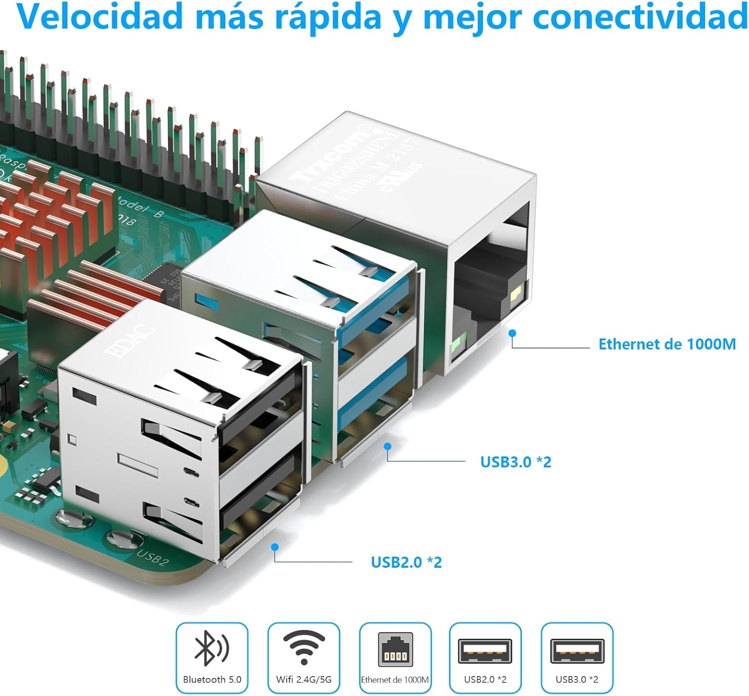 iRasptek Starter Kit For Raspberry Pi4 4B 4GB RAM - Kit Inicio Completo -Edición 64GB SD, Noobs preinstalado