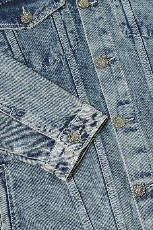 Image of DENNIS LINGO Men's Indigo Washed Cotton Denim Jacket, Regular Fit Long Sleeves Regular Collar