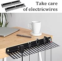 Vista 6 de 2 piezas de ganchos de cable para montaje en pared, estante para cables con 19 ranuras para cables, organizador de cables de música, estante