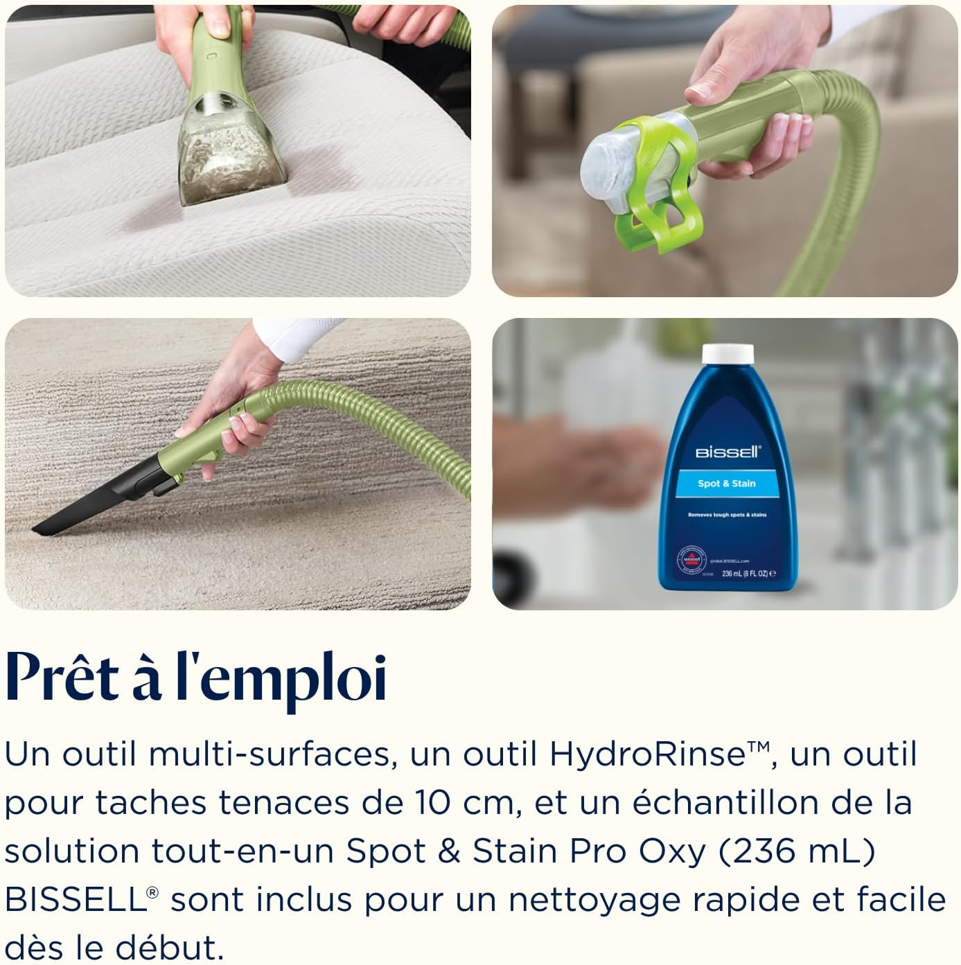 BISSELL Little Green 4098N, Shampouineuse Canapé Portable, Moteur Puissant 340W, Aspiration 7800 Pa, Design Compact Rétro, Nettoyage Tapis Moquettes Meubles Voiture, Avis Clients Positifs, Solution Taches Quotidiennes — vue 11