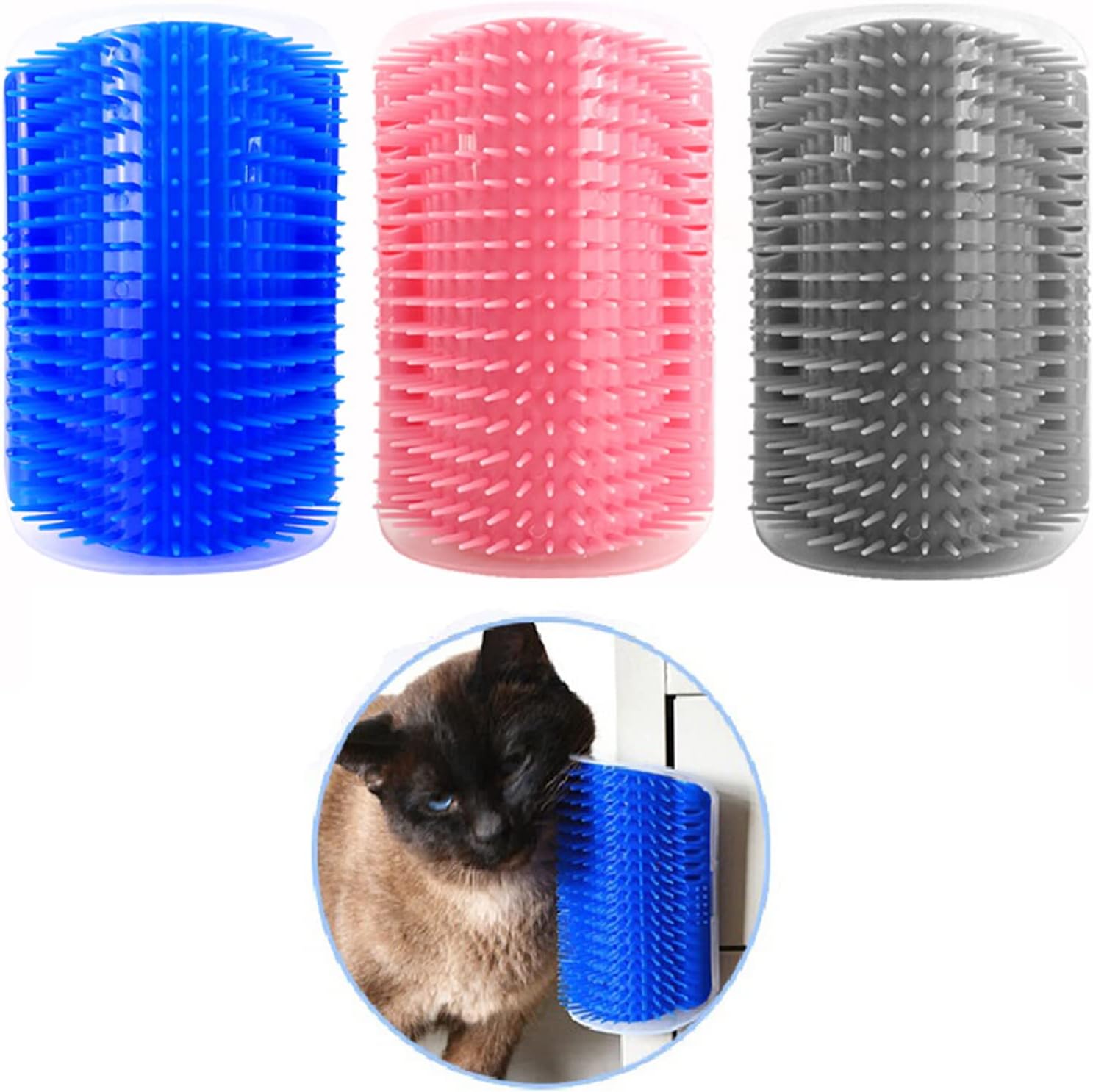 3 Pack Corner Brush for Cats,Proxima Direct Cat Corner Self Groomer Cat