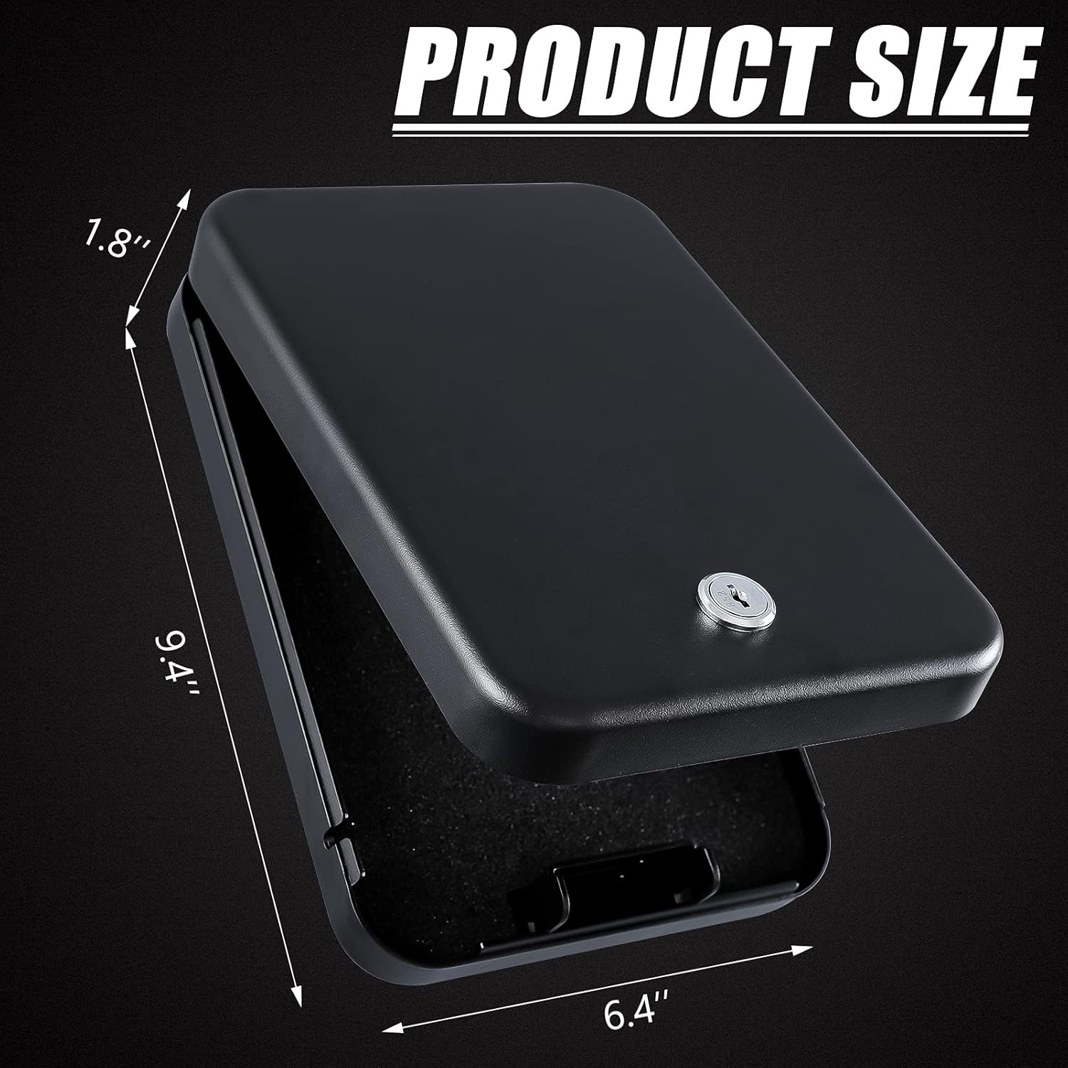 Dalmbox Gun Safe for Pistols Small Handgun Lock Box with Key Lock Portable Travel Pistol Safe for Car, Home, Travel L, XL