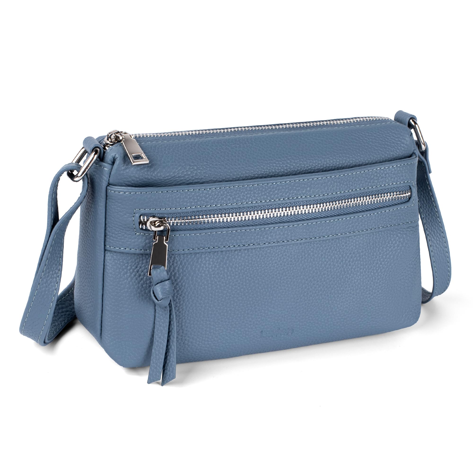 befen Small Genuine Leather Crossbody Purse Bags for Women Multi Pockets Shoulder Handbag with RFID Blocking Card Slots