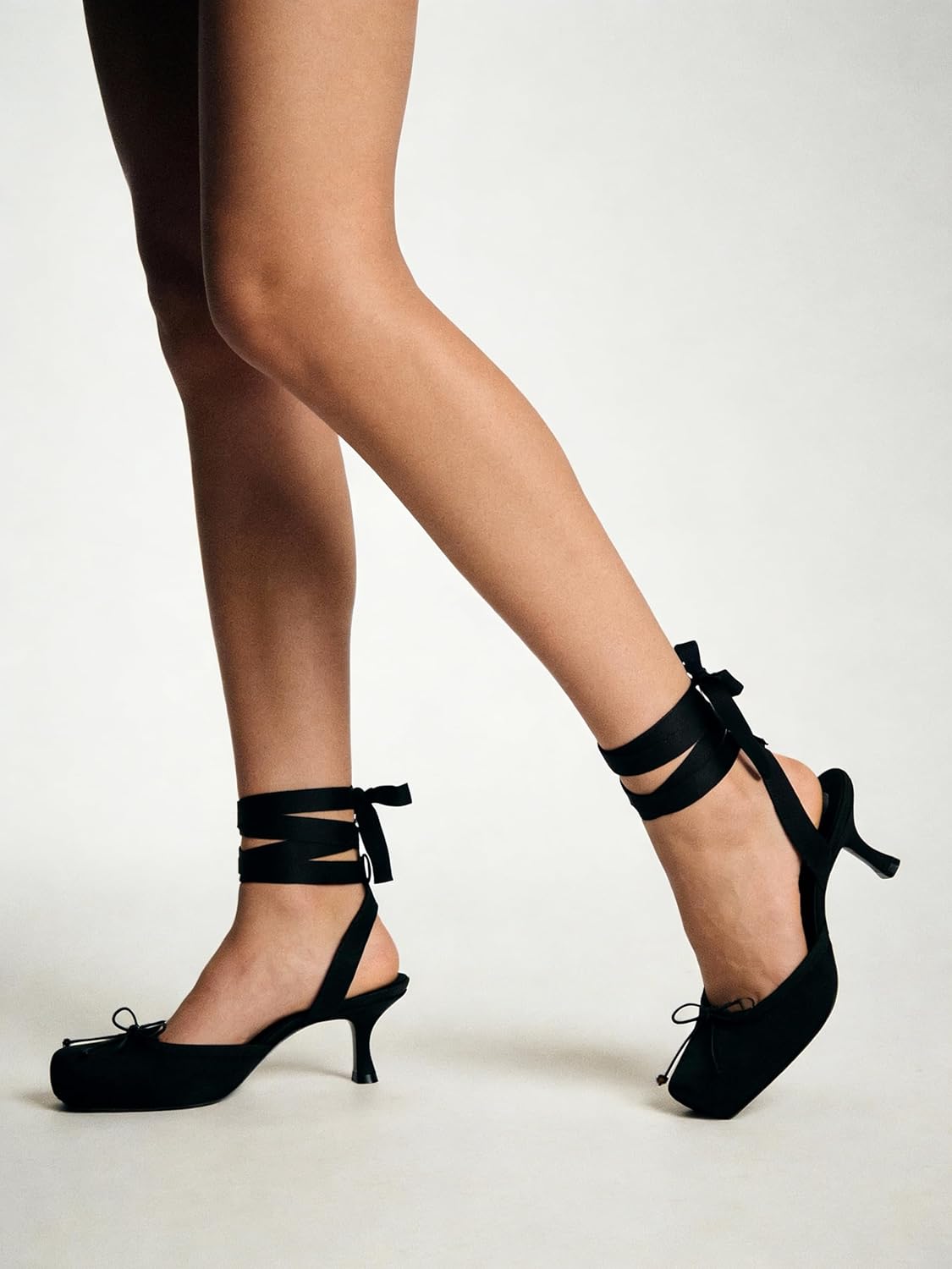 Lace Up Ballet Pumps for Women Kitten Heels Square Closed Toe Pumps Bow Ballerina Slingback Satin Cute Dressy Party Casual - Image 6