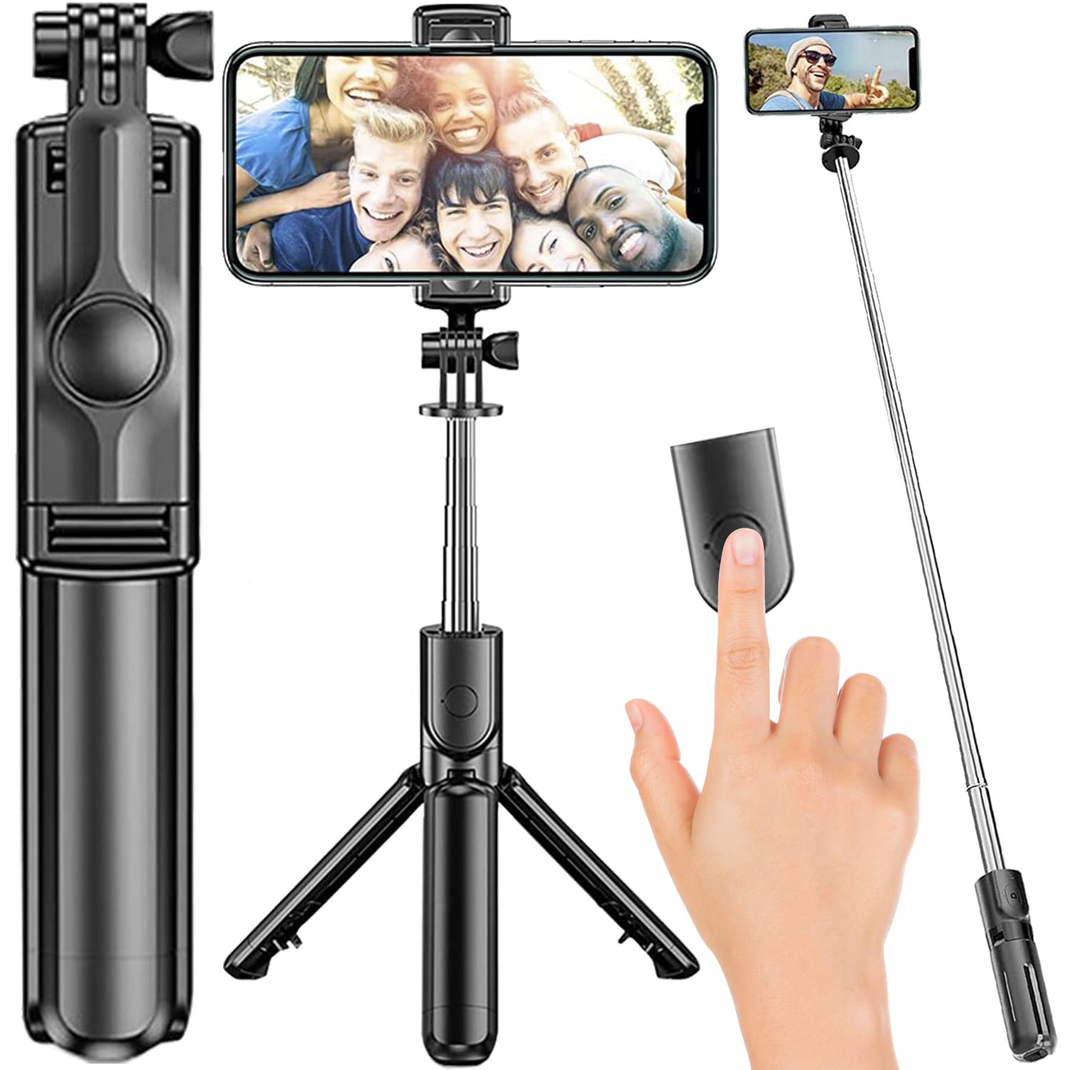 Acquista Bastone Selfie Portatile Estensibile, Telecomando Bluetooth, Treppiede Integrato, Treppiede Autoscatto Integrato, Supporto Per Telefono Cellulare, Telecomando Per Selfie In Italia A Partire Da 5.98 - Foto 5