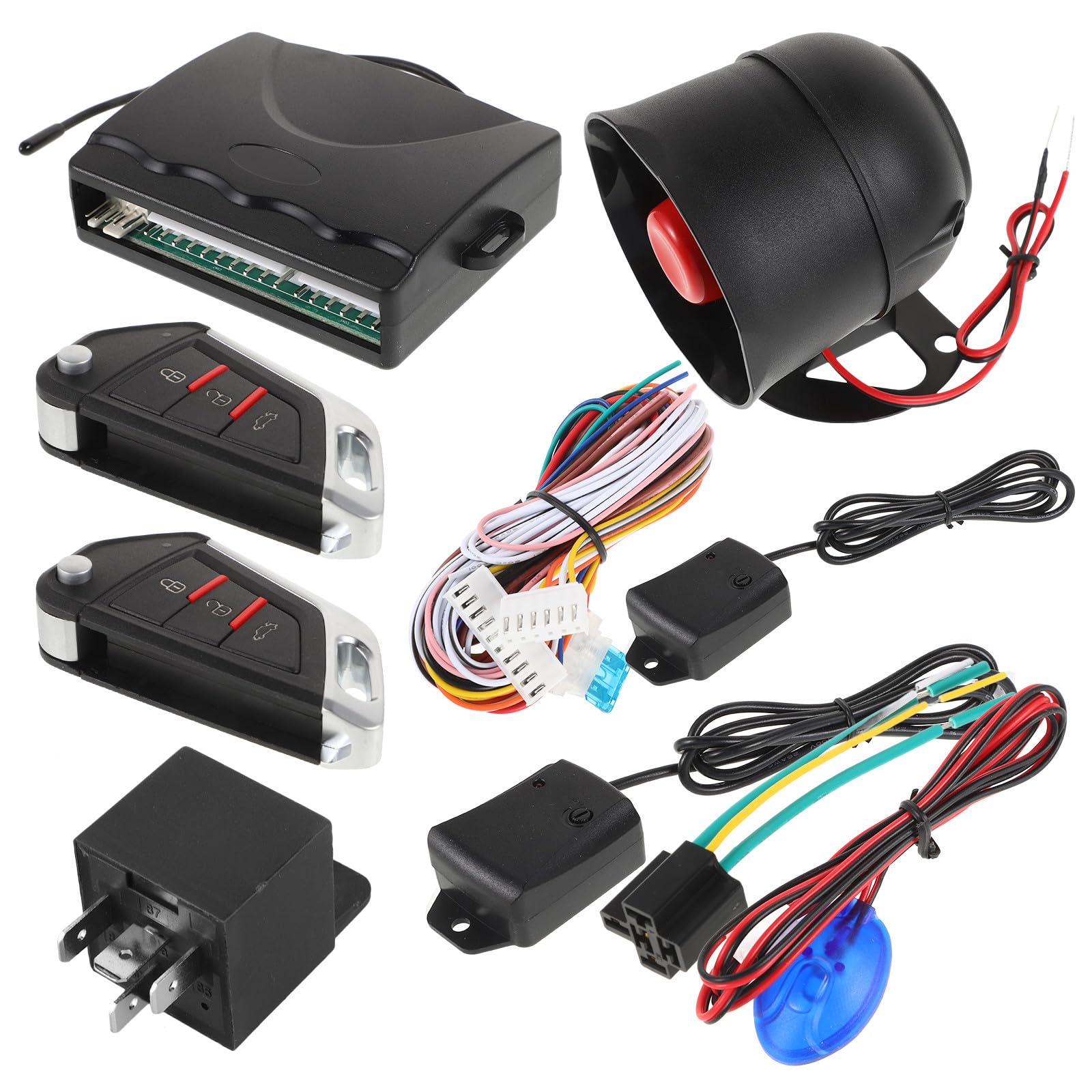 CHILDWEET Kit Serratura Porta Auto Allarme Antifurto Sonoro e Avviamento Remoto, Meccanismo di Chiusura Centralizzata Keyless per Veicoli, Controllo Sicuro Accesso senza Chiave per Uso