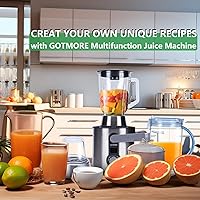 Vista 8 de Exprimidor, licuadora y molinillo Combo 3 en 1 para batidos, jugos, procesamiento, molienda y más Extractor centrífugo de jugo de 1300 W para frutas
