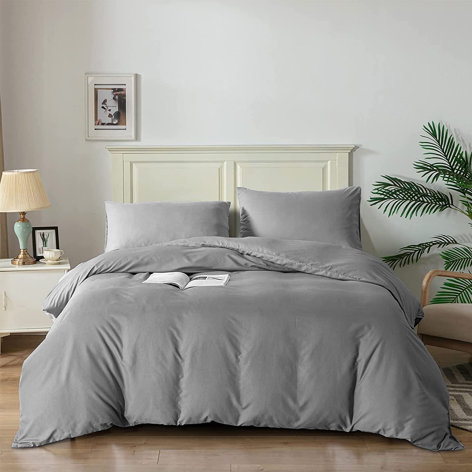 Sleepmed Dekbedovertrekset met microvezel, dekbedovertrek met kussensloop van satijn, geschikt voor eenpersoons en tweepersoonsbedden, verschillende maten en kleuren (taupe, 200 x 200 cm