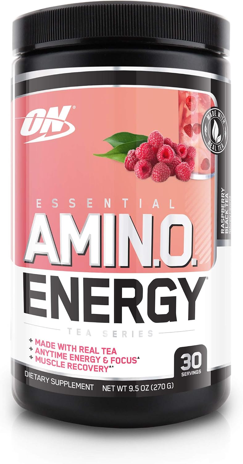 Optimum Nutrition Amino Energy - Pre Workout with Green Tea, BCAA, Amino Acids, Keto Friendly, Green Coffee Extract, Energy Powder - Raspberry Black Tea, 30 Servings