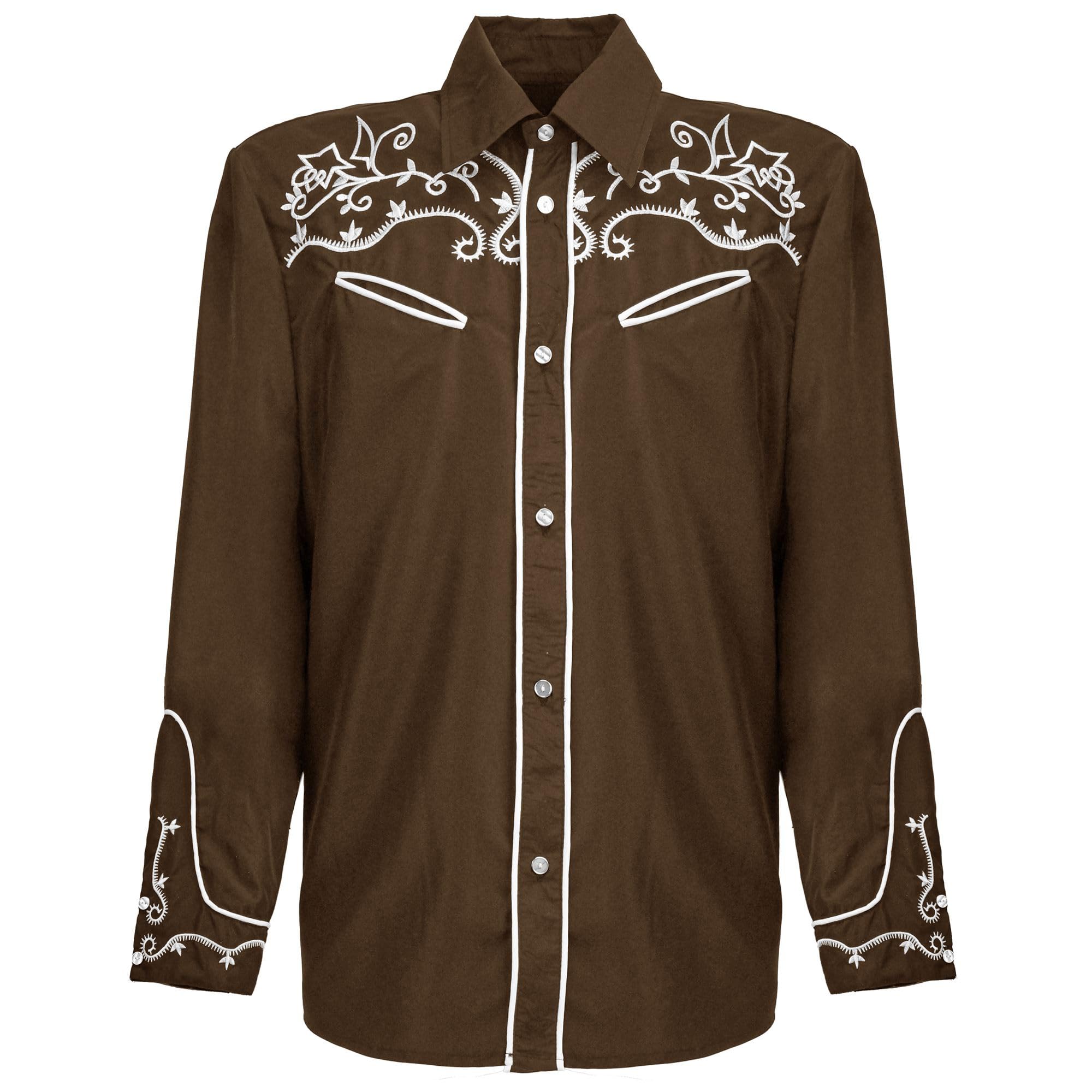W WIDMANN MILANO Party Fashion - Camicia da cowboy da uomo, camicia western con ricami, costume per carnevale e festival