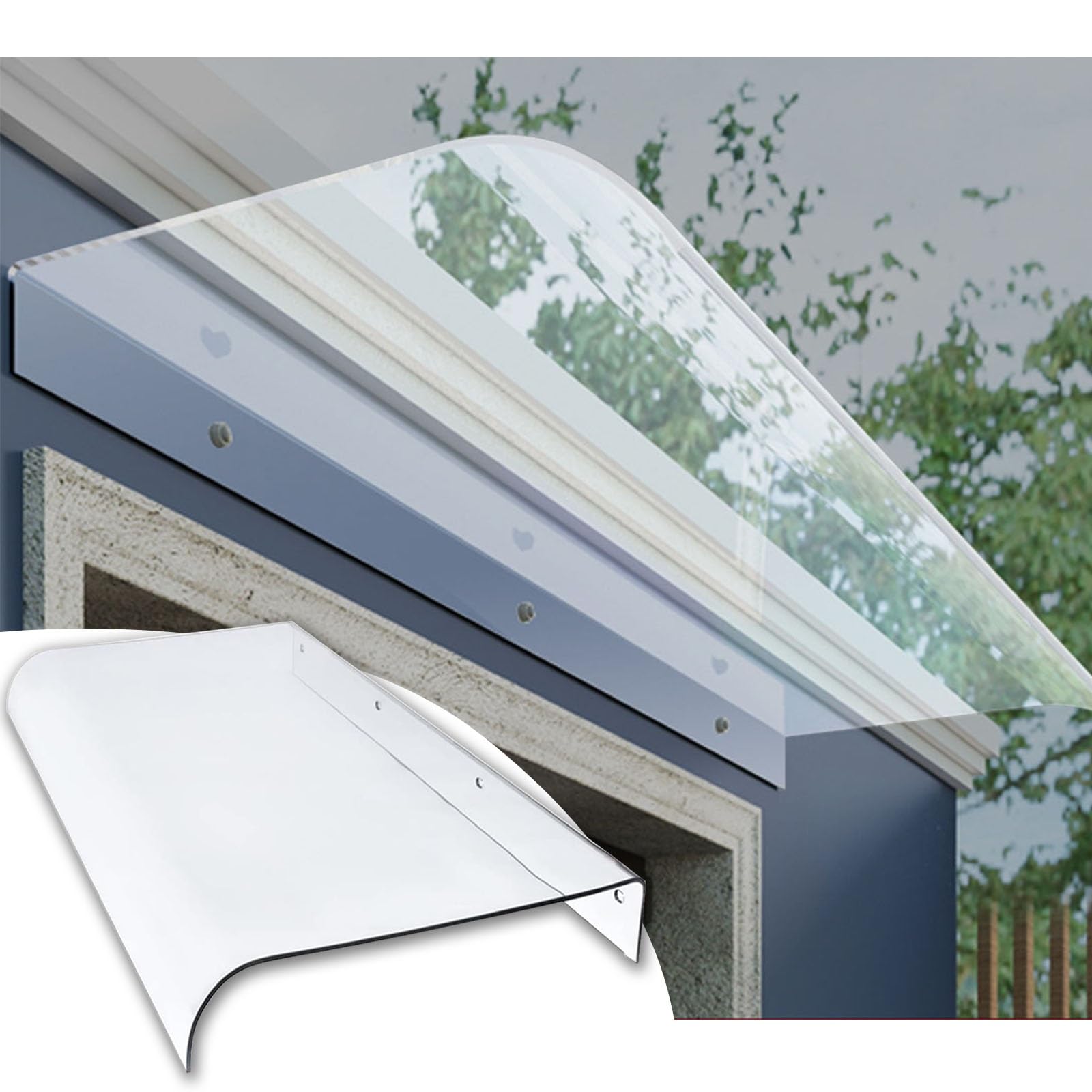 Auvent transparent extérieur 40-300cm | Marquise de porte et fenêtre protection soleil