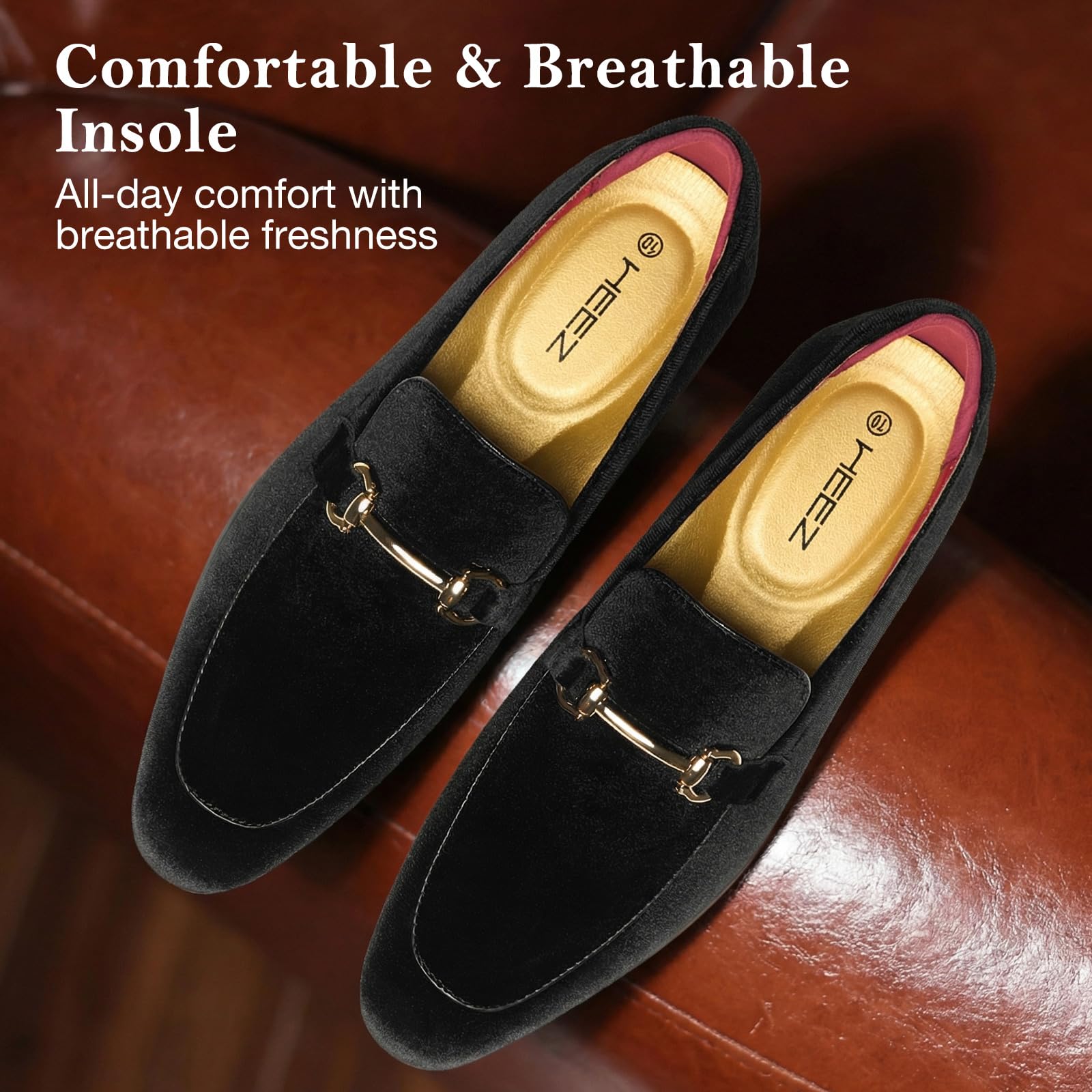 HEEZ Men's Slip On Dress Loafers,Tuxedo Shoes for Men with Velvet Upper, Comfortable Formal Dress Shoes for Wedding Prom Party Dance — view 4