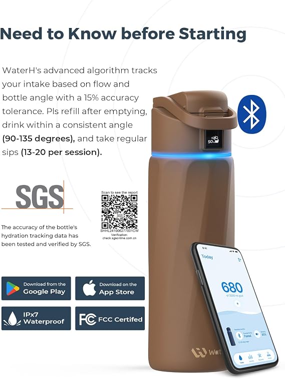 Boost 32 oz Smart Water Bottle White + Boost 24 oz Bottle Mocha Bundle