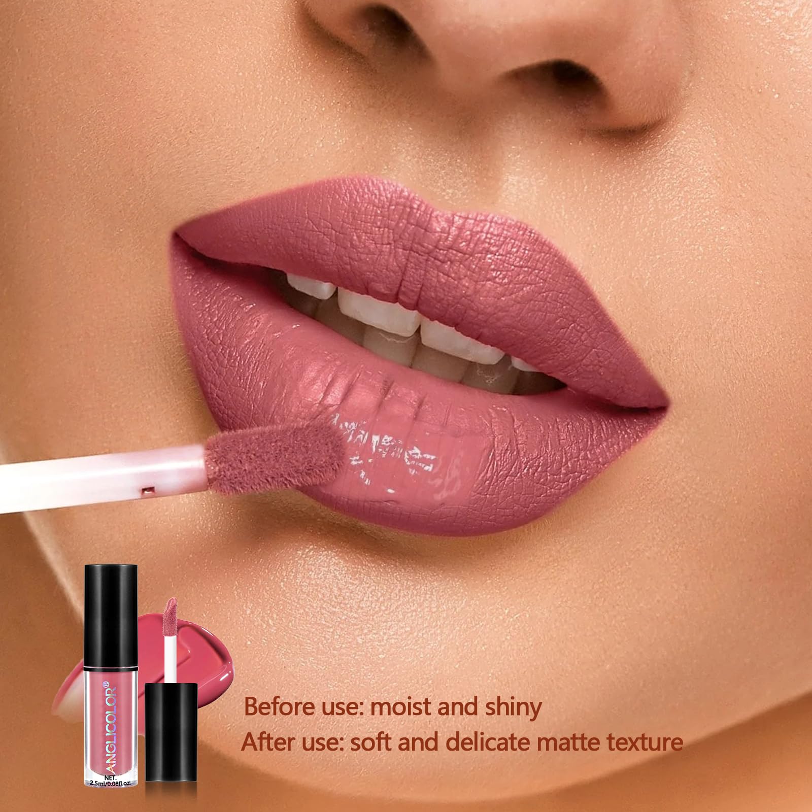 Anglicolor Lip Gloss Long-Lasting,Lipstick Set Highly Pigmented,Pink Lip Gloss Non-Stick Cup,Lip Gloss Set,Easy Application,Smooth Application,Not Flake Off,12 Colors,Vegan & Cruelty-Free (12Color) - Image 4