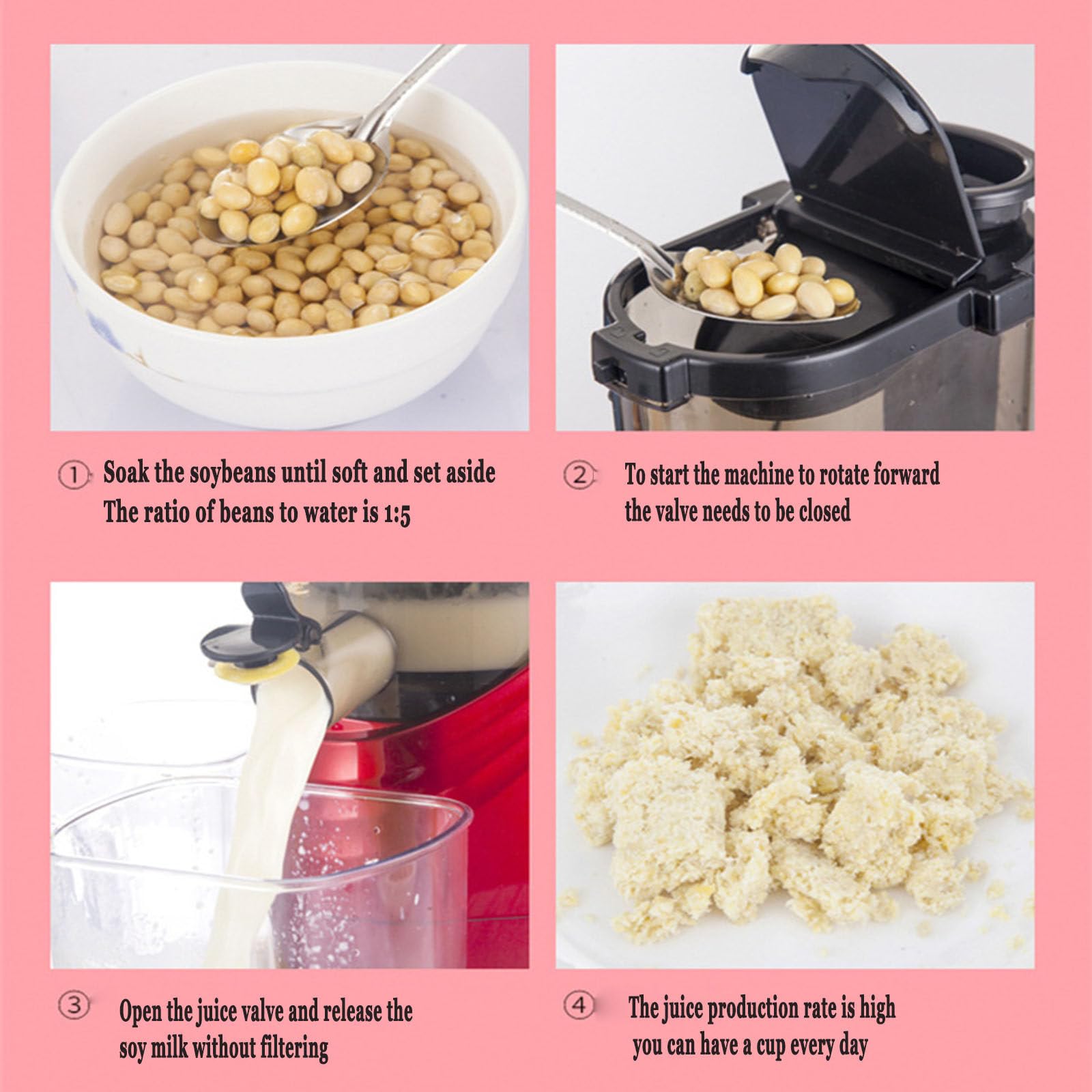 Estrattore di Succo a masticazione lenta - Macchina per spremitura a Freddo con Funzione di inversione per Frutta e Verdura - Estrattore di Succo Verticale ad Alta resa - Senza BPA, Rosso
