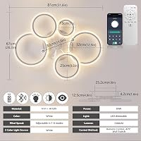 SUCIKORIO LED Mennyezeti Ventilátor Világítással - Csendes, Távirányítós, 3 Színhőmérséklet, 6 Sebesség, App Vezérlés, Nappali, Háló 7