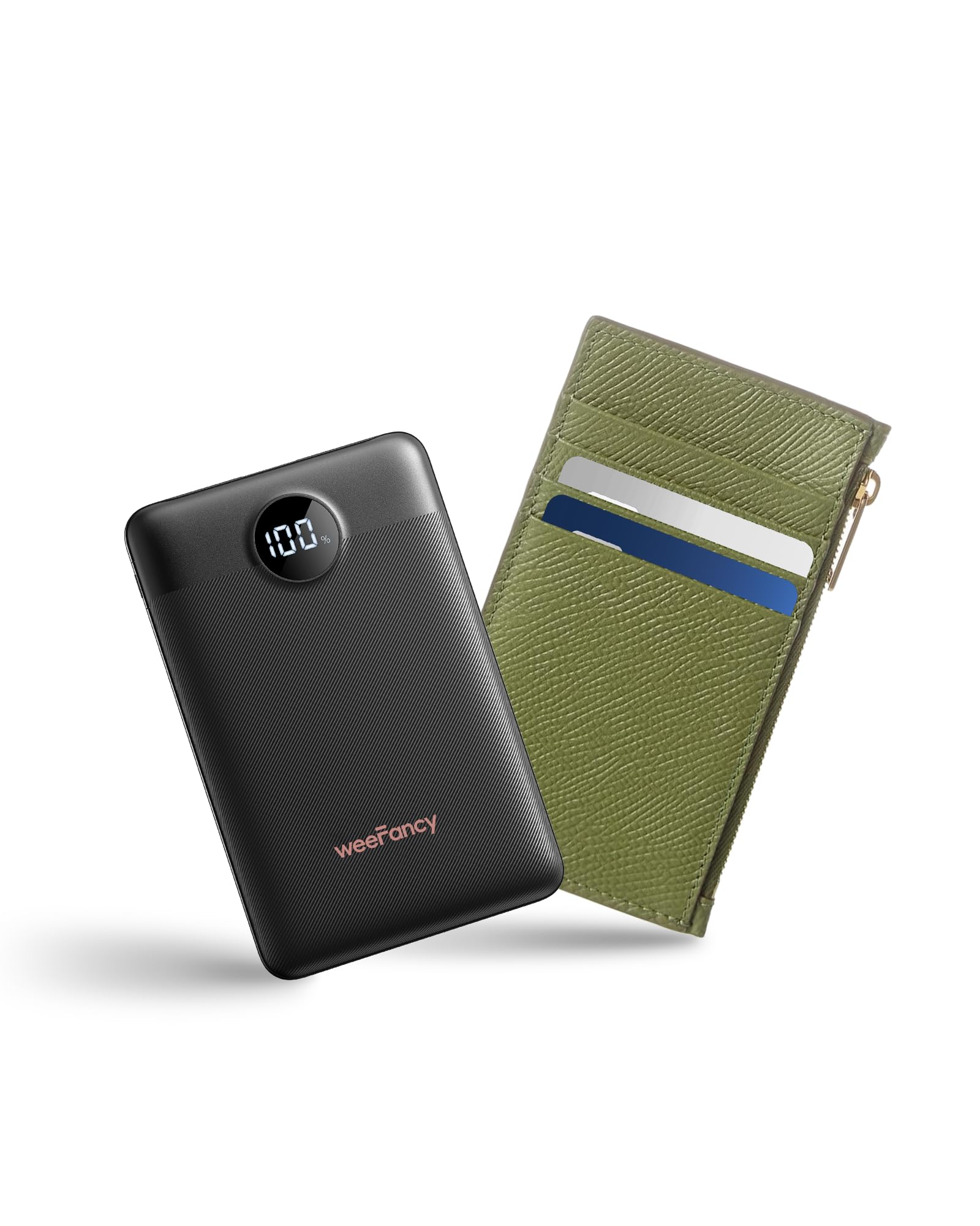 WeeFancy Small Portable Charger 10000mAh, Mini Power Bank with LED Display, 22.5W PD Fast Charging USB-C Battery Pack, Compact Lightweight Travel Charger Compatible with iPhone Samsung Android, Black