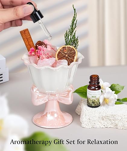 Miniatura 5 de Juego de difusor de aceite esencial, piedra de cristal natural, aromaterapia de té blanco, fragancia para el hogar, difusor de caña, para